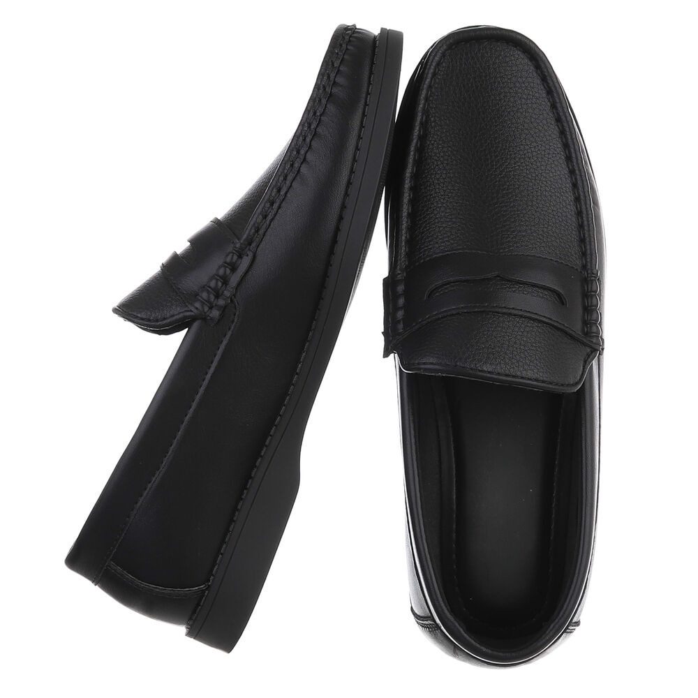 Coolwalk Herren Mokassin Slip-On in Lederoptik, Casual Slipper (91563734) Flach Slipper in Schwarz