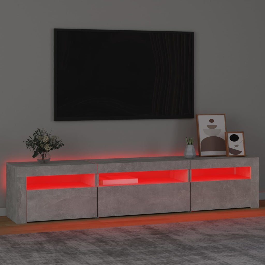LED-Leuchten TV-Schrank cm mit vidaXL 195x35x40 (1-St) Betongrau TV-Schrank