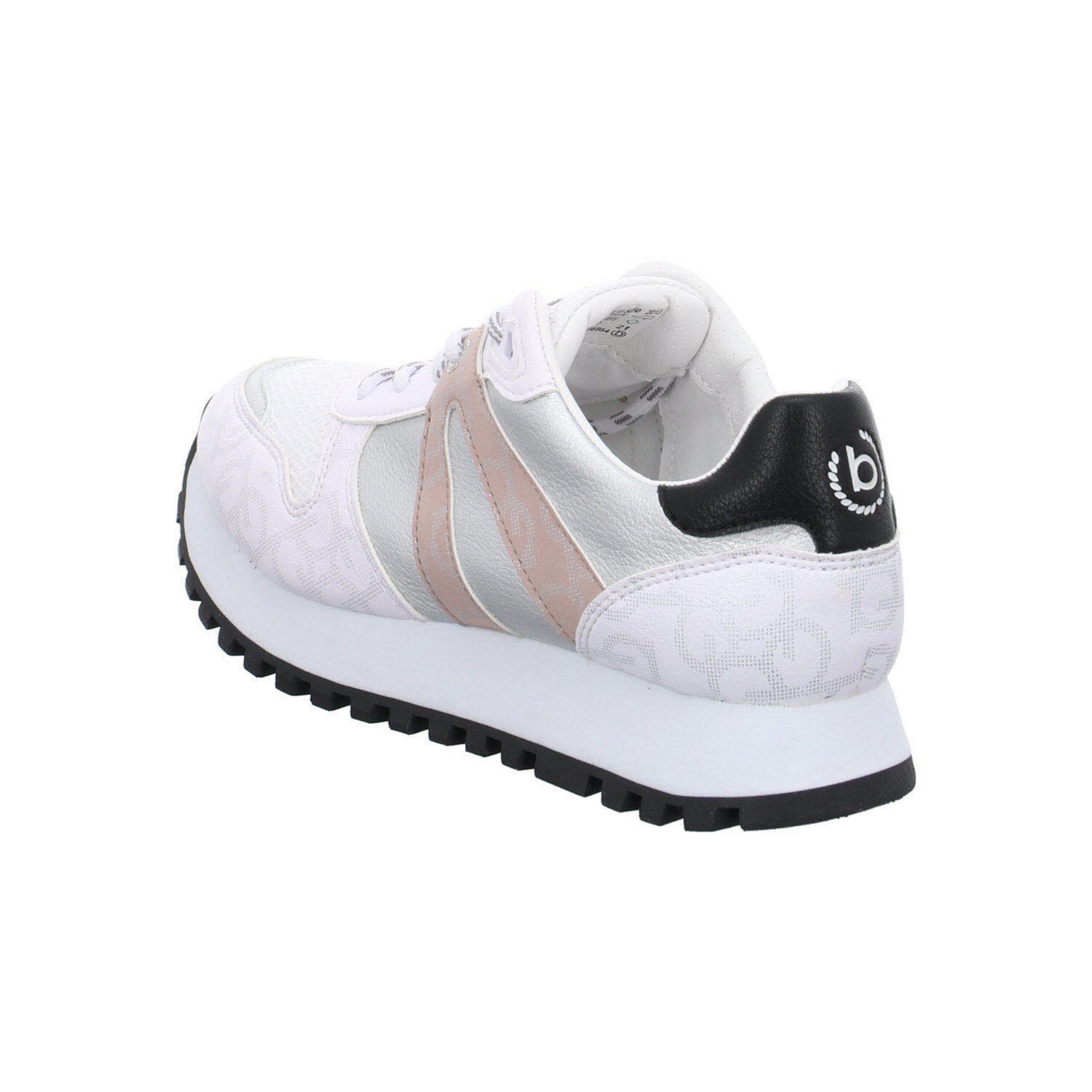 Siena Schuhe Leder-/Textilkombination white Schnürschuh bugatti / Damen Sneaker silver Sneaker