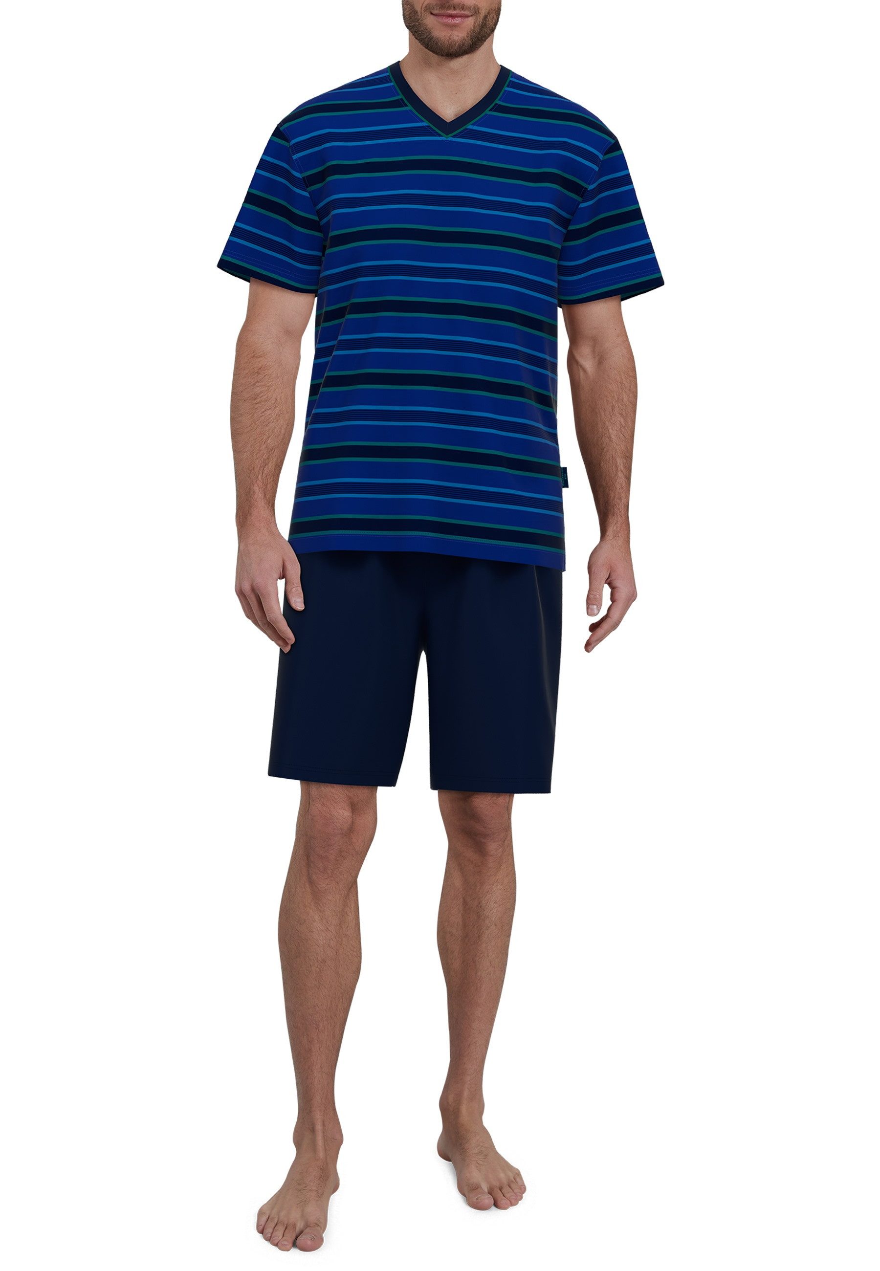 GÖTZBURG Shorty Bray (2 tlg) V-Ausschnitt, Kurzarm, kurze Hose, Baumwollmix, kühlend, weich