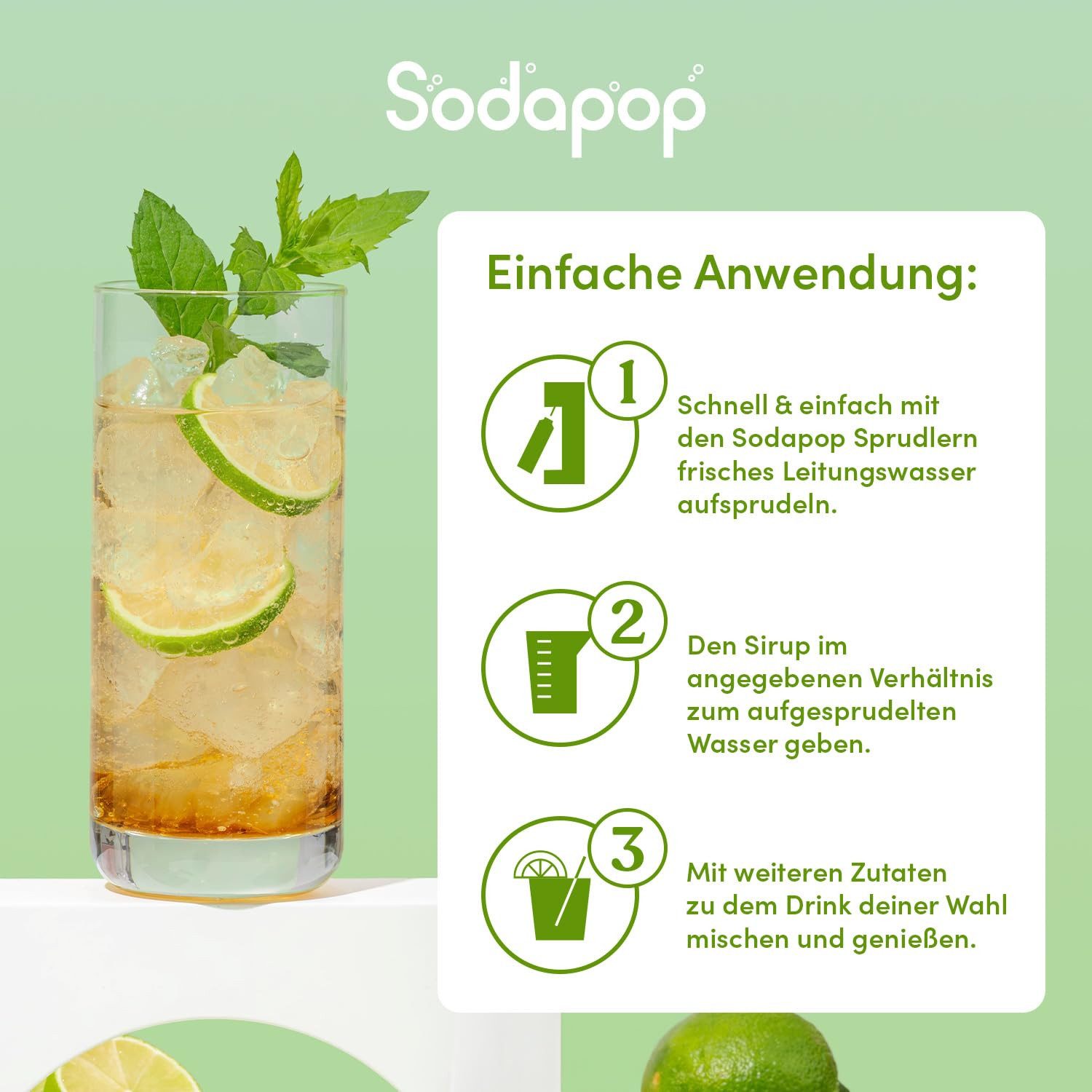 Sodapop Getränke-Sirup BAR Edition Sirup 3er Set (je 1 Flasche), 0,5 l, 500 ml, (Set, 1x Tonic Water, 1x Ginger Ale, 1x Bitter Lemon), Immer verdünnen!
