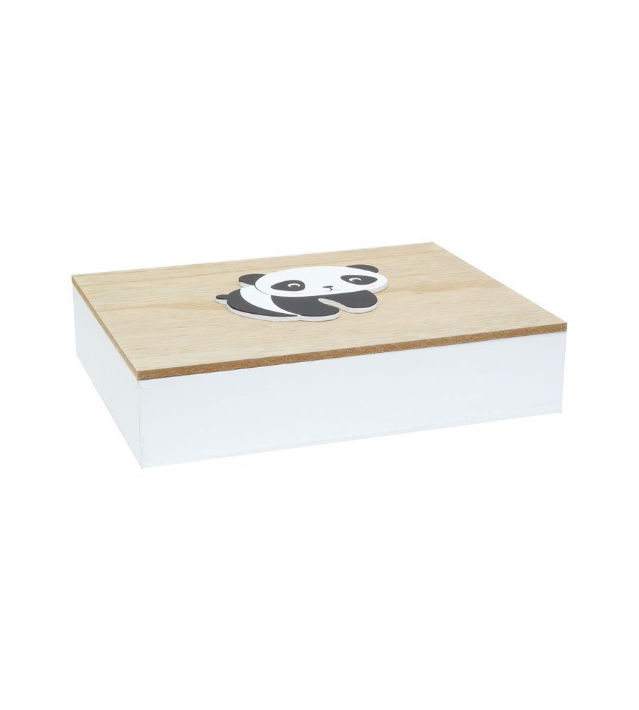 Bilderrahmen Little Fotobox Geschenkbox Natur 21x16x4 mit Deckel Panda IDEAL Holz Box cm Weiß TREND