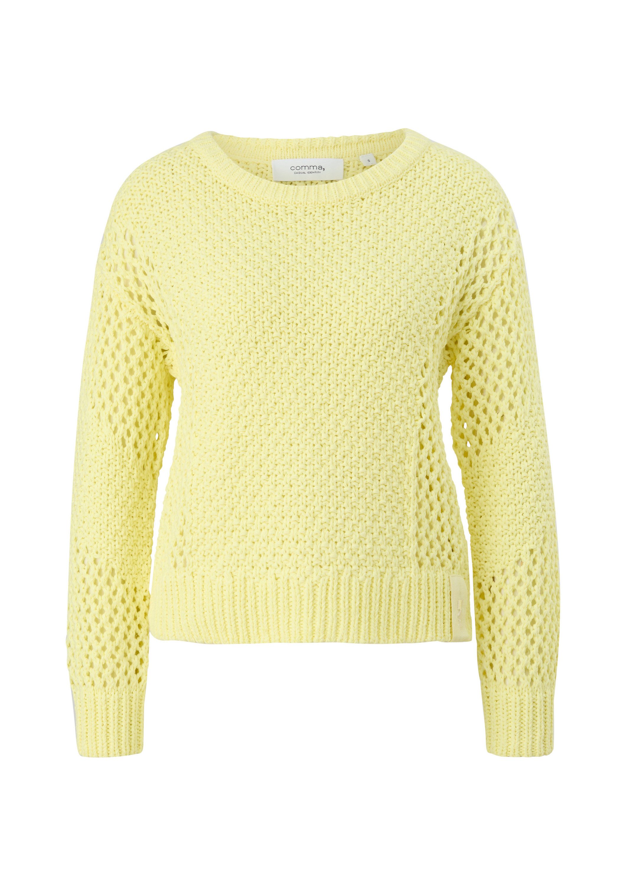 comma Longpullover Strickpullover Strickpullover mit Label-Patch