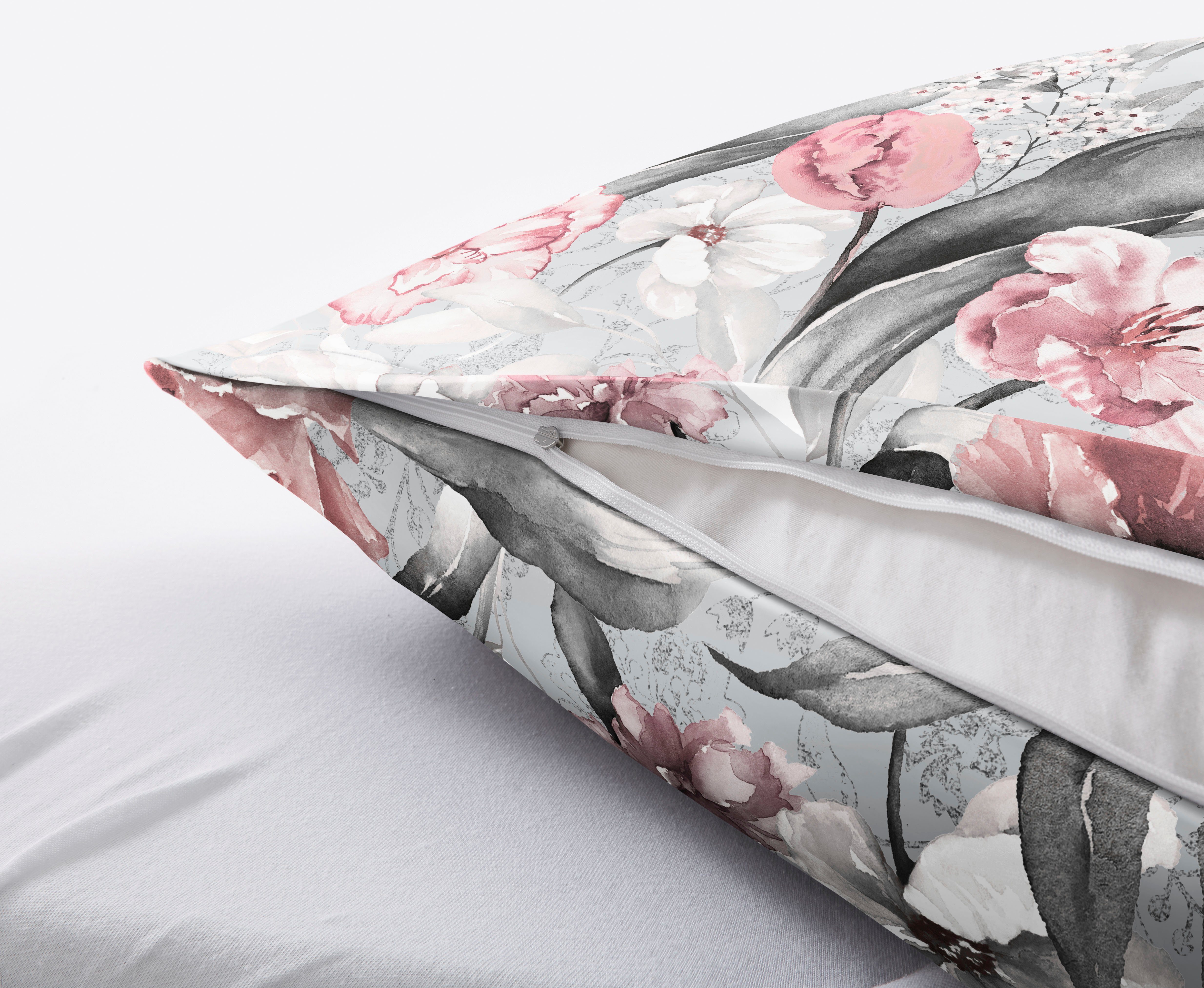 Kleine Wolke Bettwäsche Hanako, Mako-Satin, 2 teilig, mit floralem Dessin