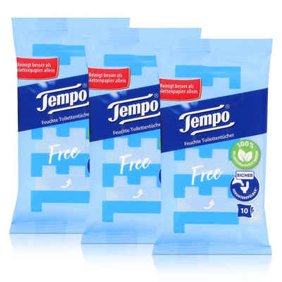 TEMPO feuchtes Toilettenpapier 3x Tempo Feuchte Toilettentücher sanft & pflegend Travelpack, mit Kami