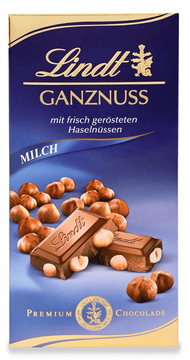 LINDT Schokolade Ganznuss Tafel Alpenvollmilch mit Haselnüssen 100g, 1 x 100 g, 1 St.