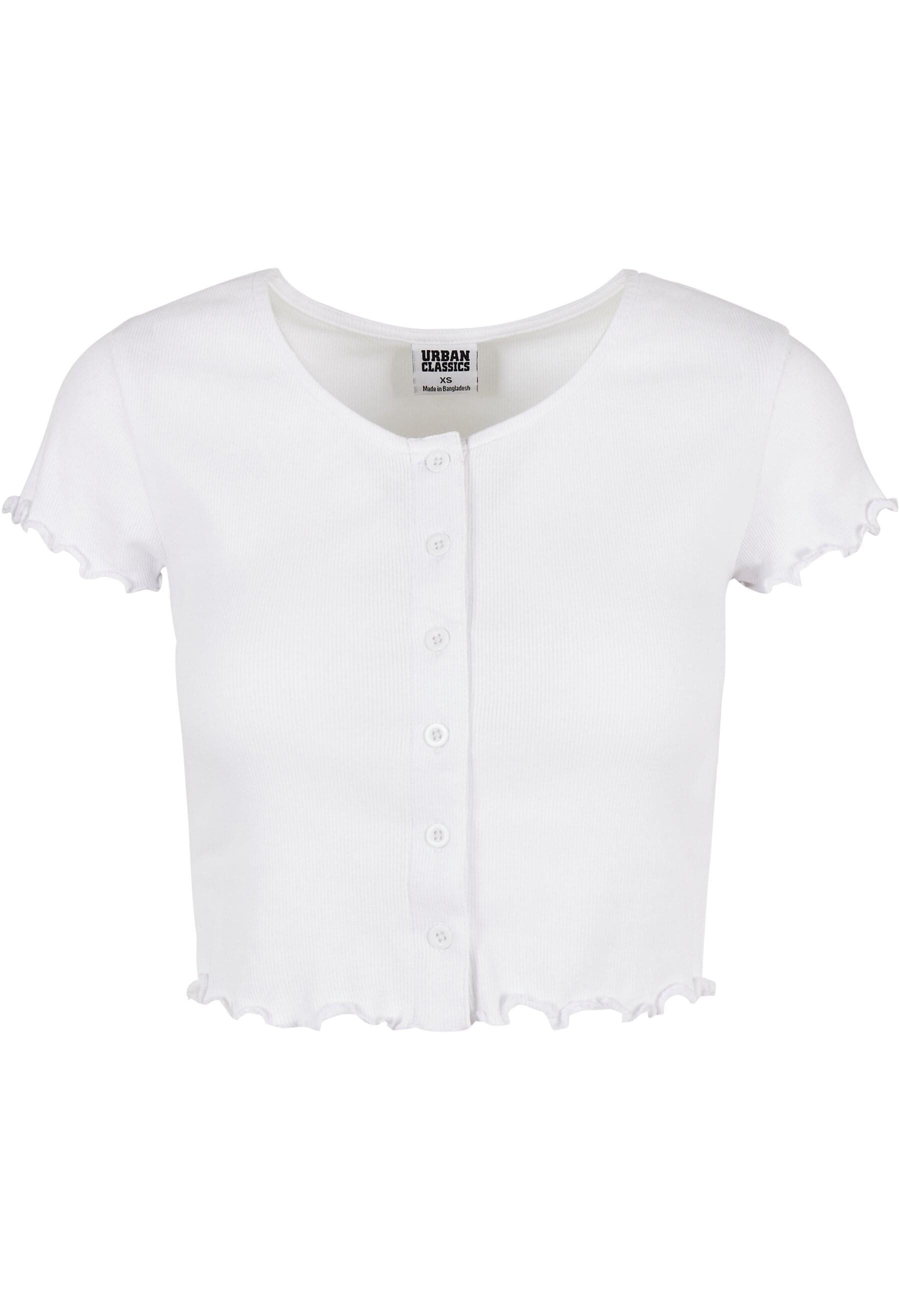 URBAN CLASSICS Kurzarmshirt Urban Classics Damen Ladies Cropped Button Up Rib Tee (1-tlg)