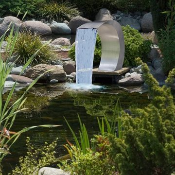 DOTMALL Gartenbrunnen Garten-Wasserfall Pool-Fontäne, 30 cm Breite, Edelstahl