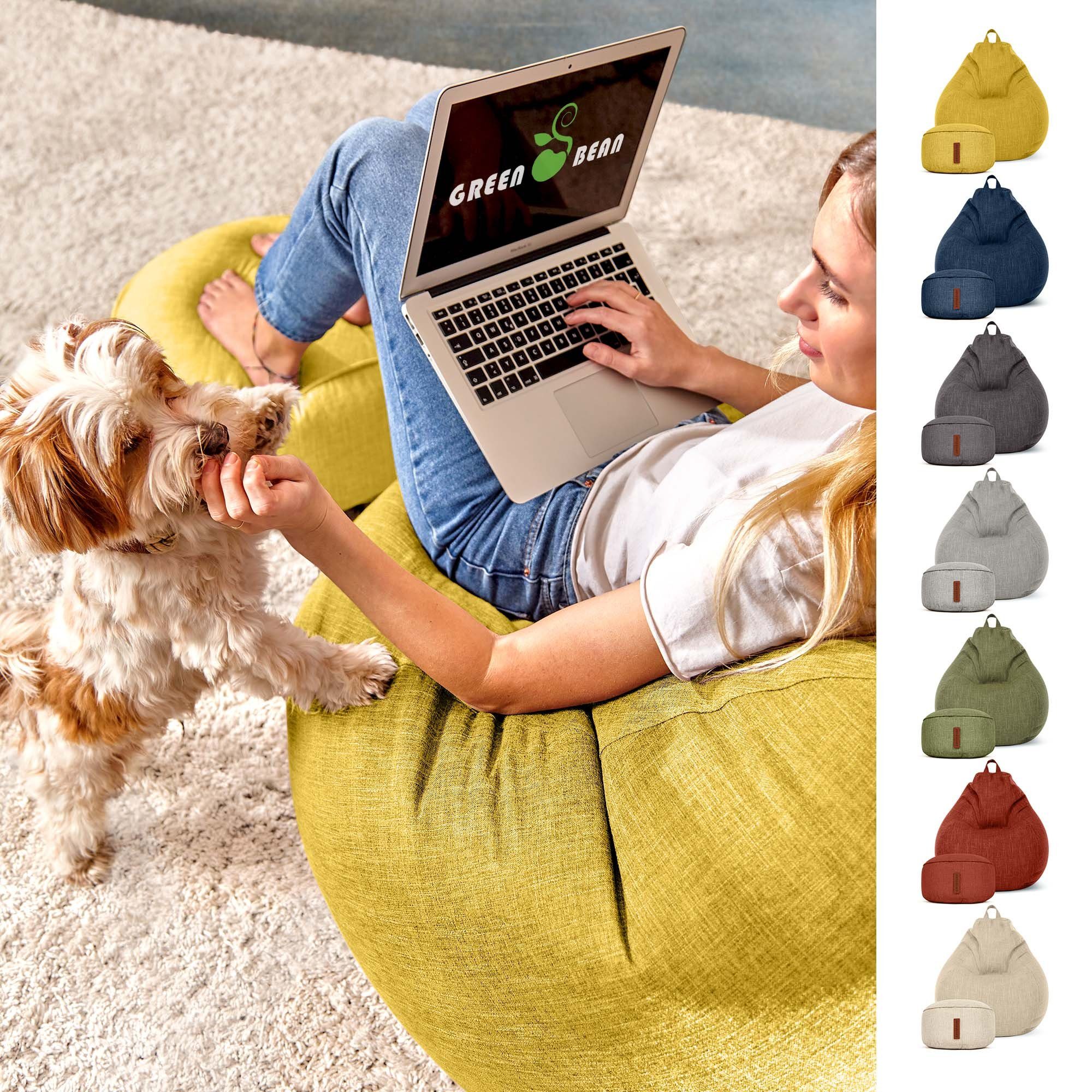 Weich Riesensitzsack Sitzkissen Füllung, Home-Linen Sitzsack und Liegekissen Sandgelb Bean Pouf Bodenkissen Drinnen Lounge EPS-Perlen mit Waschbar), Stoff Kuschelig Green (Indoor