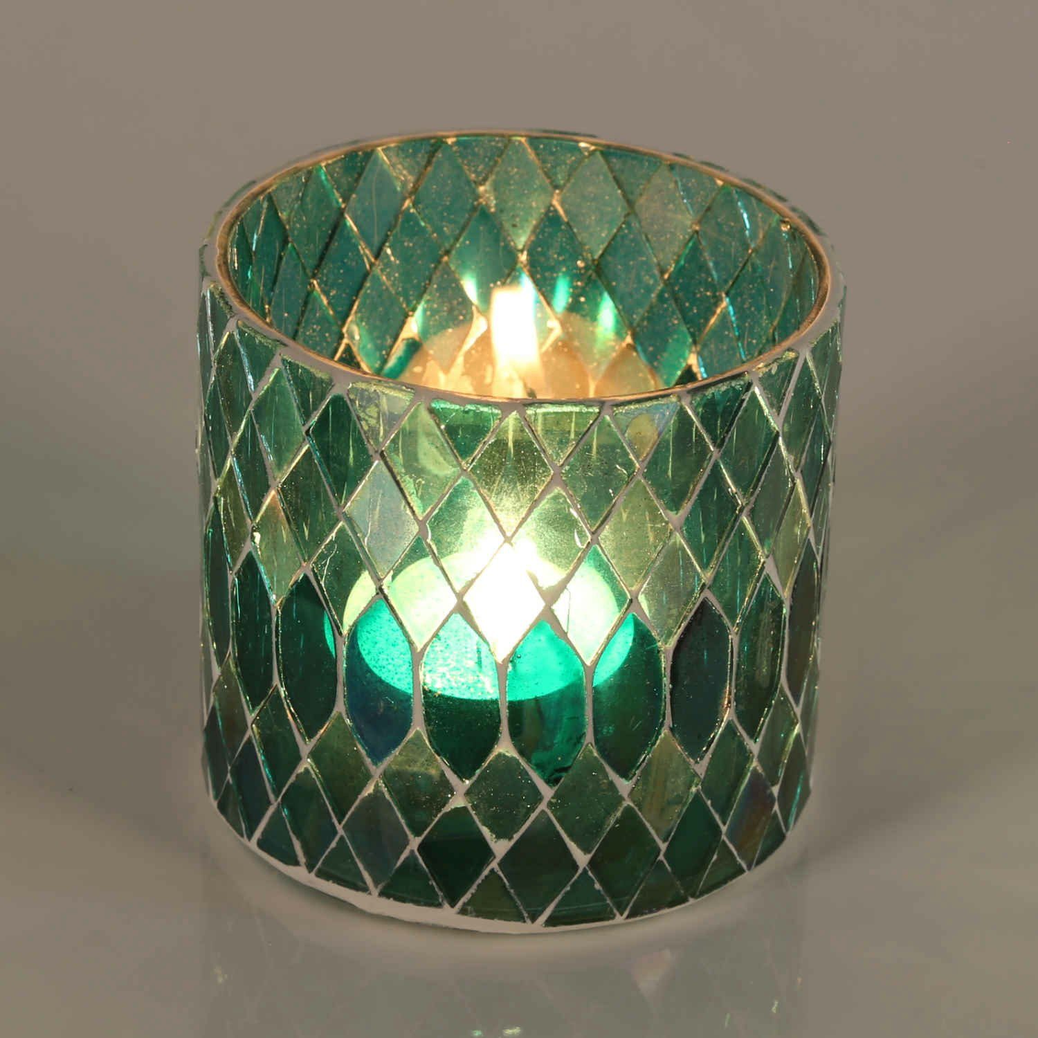 Casa Moro Windlicht Marokkanisches Mosaik Windlicht Rayan Grün aus Glas  handgefertigt (Teelichthalter Boho Chic Kerzenständer Kerzenhalter,  Glaswindlicht in den Größen S und M oder als 2er Set erhältlich),  Kunsthandwerk pur für einfach