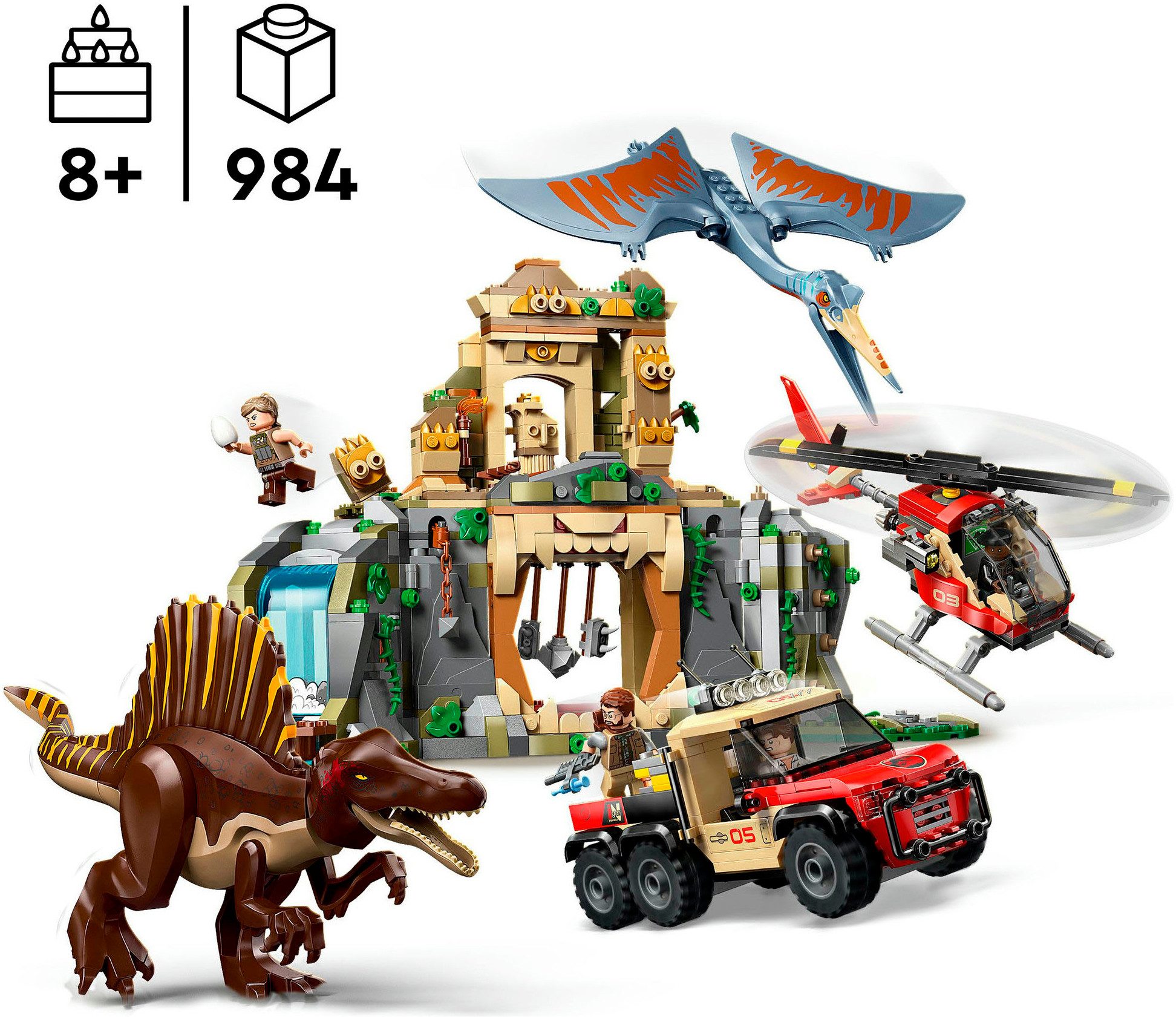 LEGO® Spinosaurier & Quetzalcoatlus: Hubschrauber-Einsatz (76976) Konstruktionsspielsteine, (984 St), LEGO Jurassic World; Made in Europe