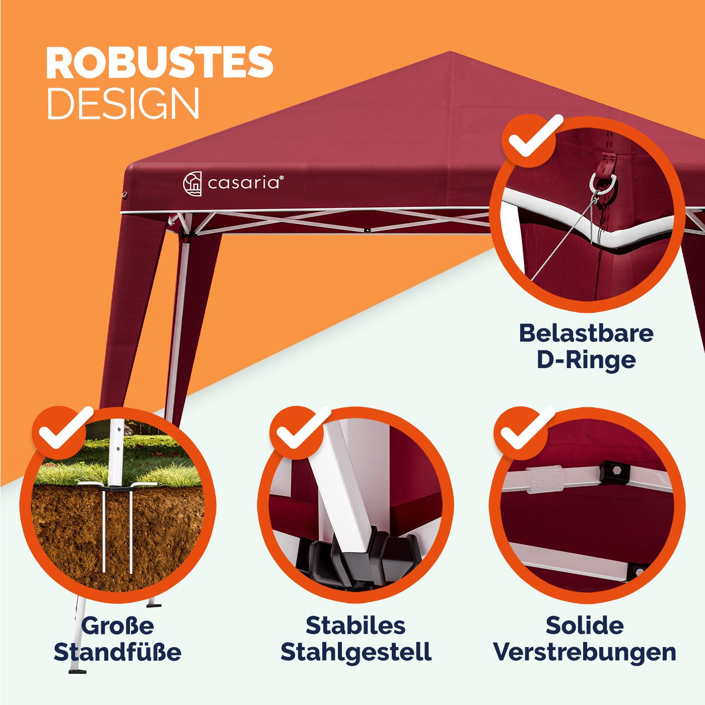 Casaria Pavillon, Pop-Up 300x300 cm Witterungsbeständig UV-Schutz 50+ inkl. Tasche