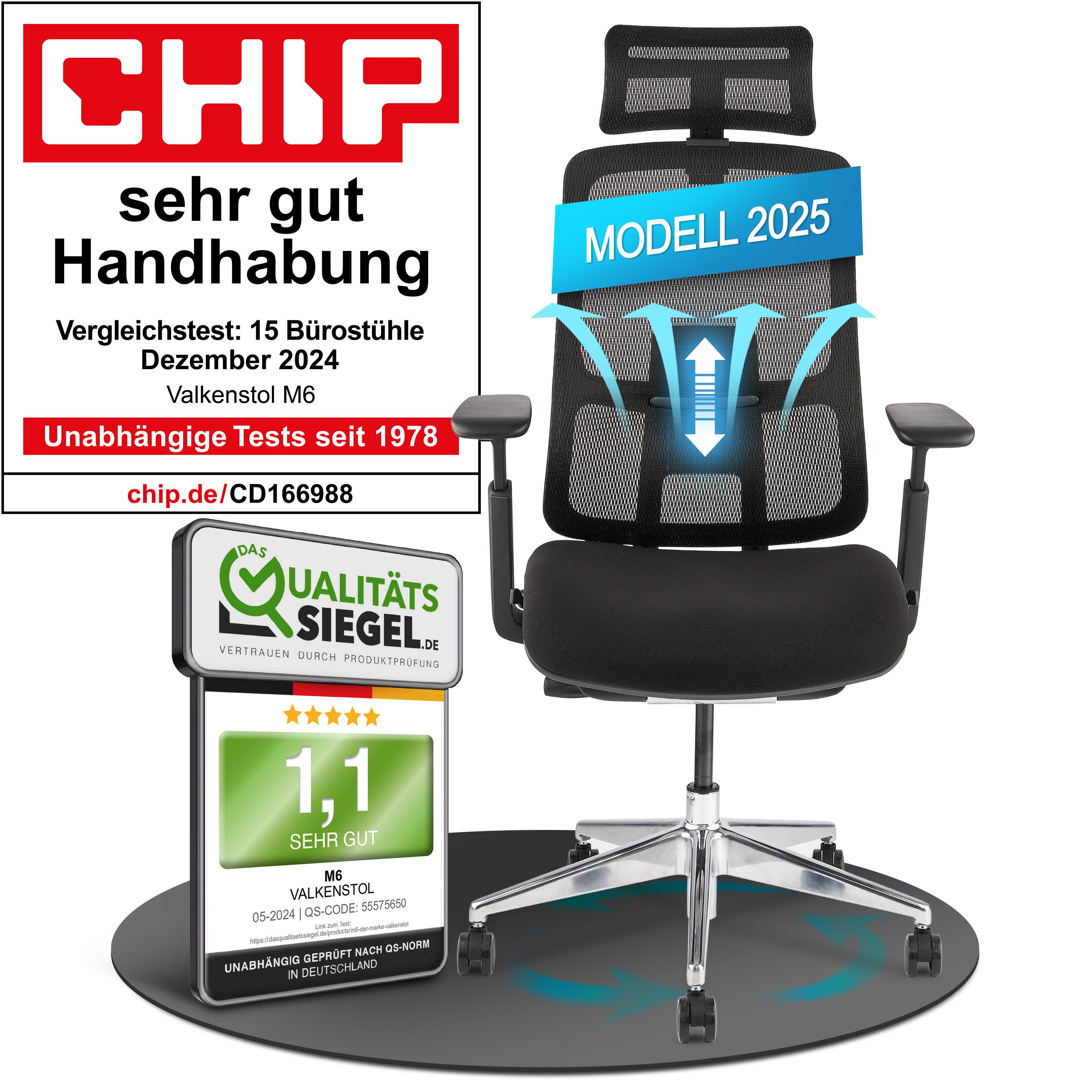 VALKENSTOL Bürostuhl VALKENSTOL M6 Ergonomischer Chefsessel günstig online kaufen