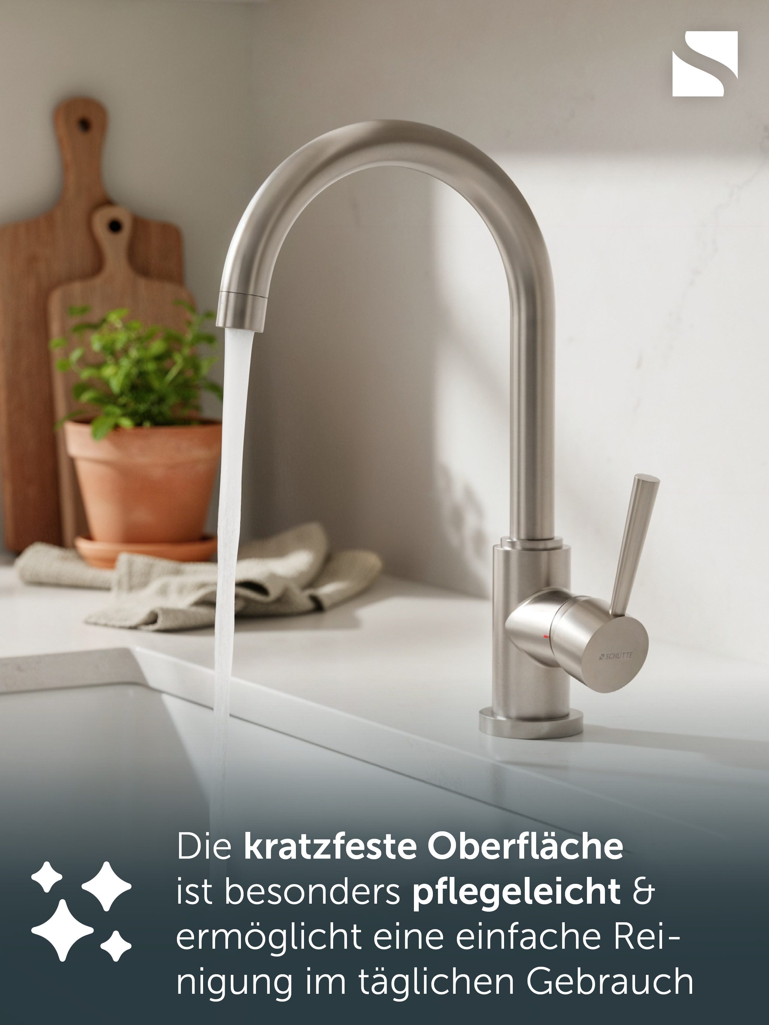 Schütte Spültischarmatur CORNWALL Küchenarmatur, rund, Cold-Start, 360° schwenkbar, Marken-Mischdüse – Bild 5 von 5