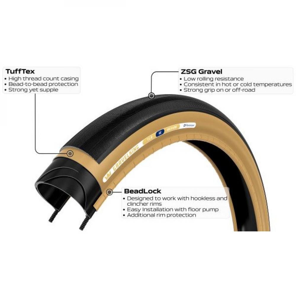 Panaracer Fahrradreifen Panaracer GravelKing Slick 28-622 schwarz/braun TLR faltbar, Zero Slip