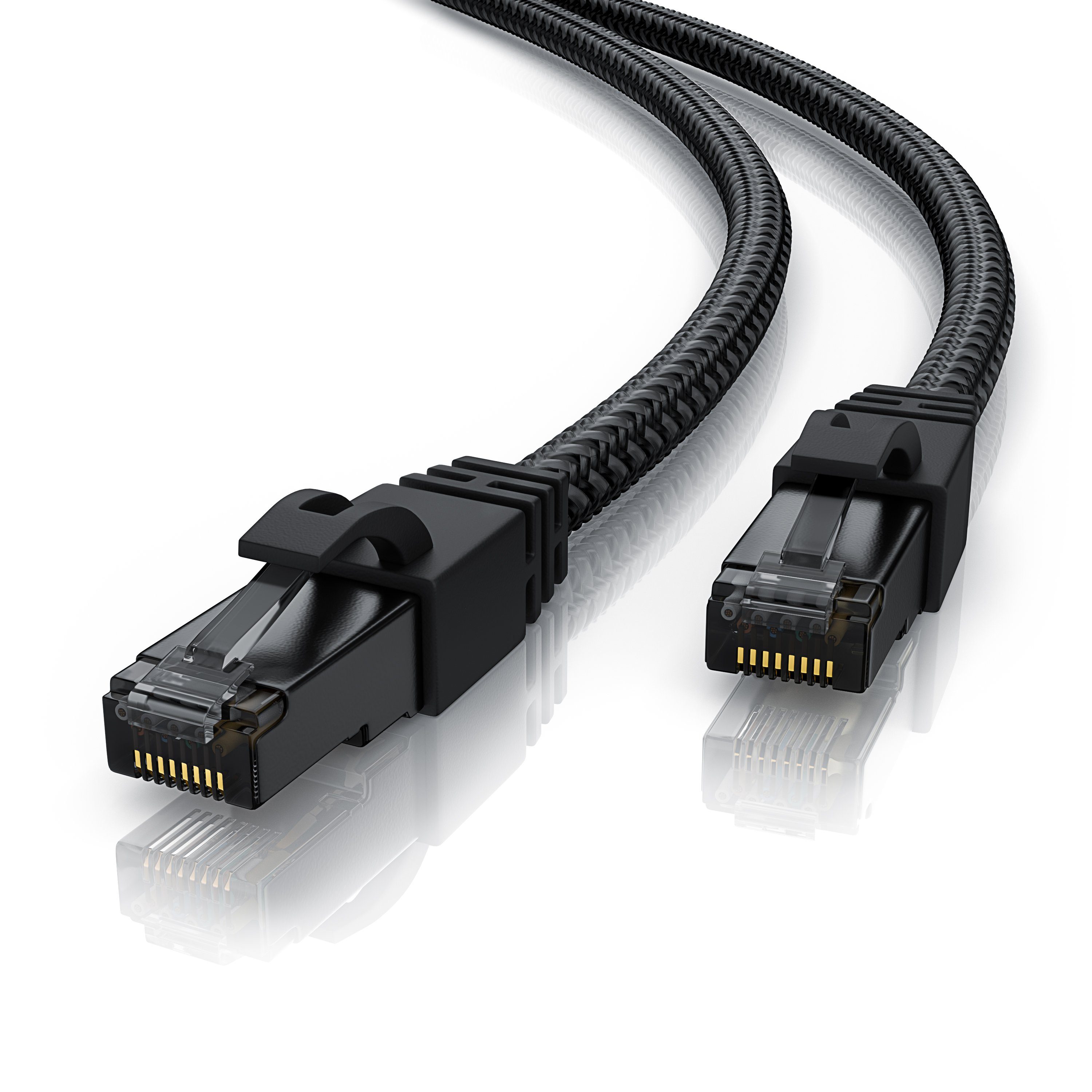 Primewire Patchkabel CAT 7, Baumwollummantelung, Gigabit Netzwerkkabel - 5m LAN-Kabel, CAT.7, RJ-45 (Ethernet) (500 cm), für Router, Modem, Switch, PC, ideal für Gaming, Streaming, Homeoffice