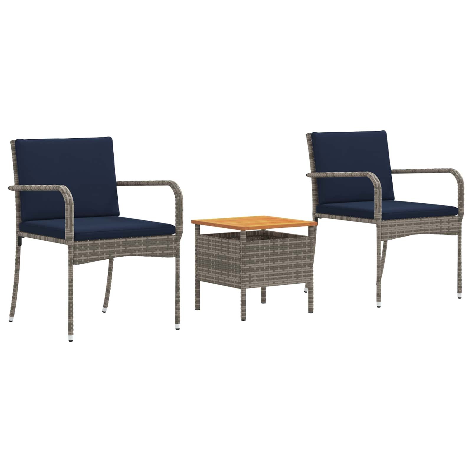 vidaXL Gartenlounge-Set Garten Set Grau Poly-Rattan, (1-tlg)