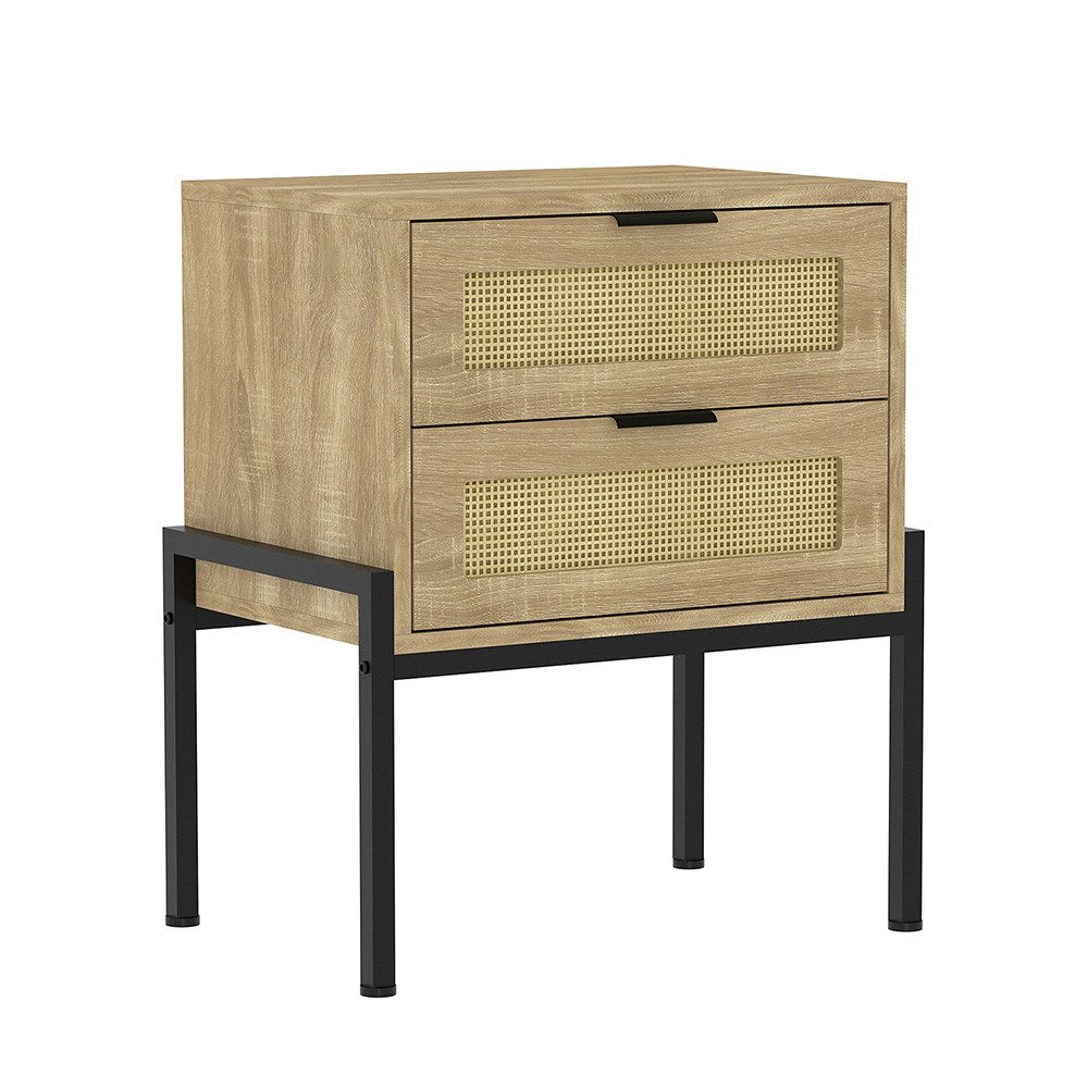 WAOHO Nachttisch Nachttisch Rattan, 2 Schubladen, günstig online kaufen