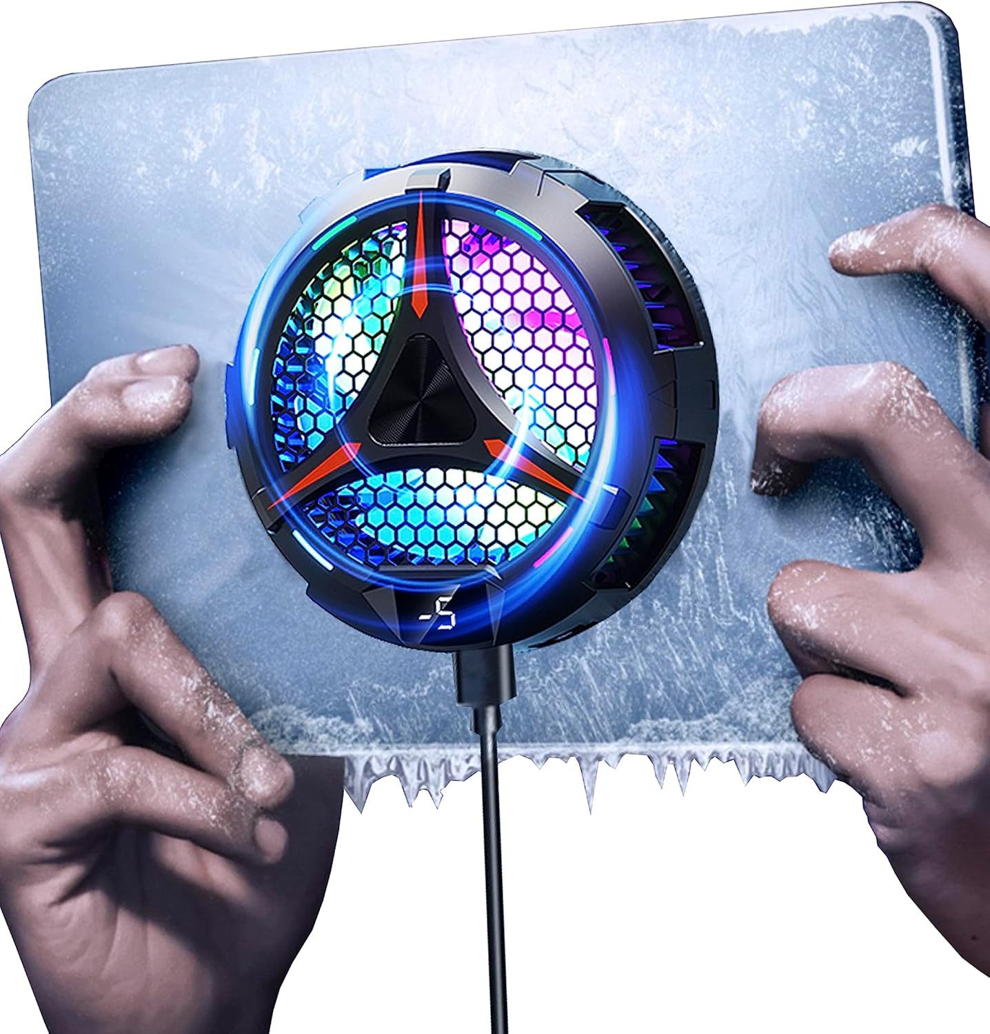 AURIVION Heizkörper Heizkörper Magnetischer Handy-Kühler – RGB, 18W, Temperaturanzeige, zwei Kühlmodi Für Geräte bis zu 13 Zoll geeignet