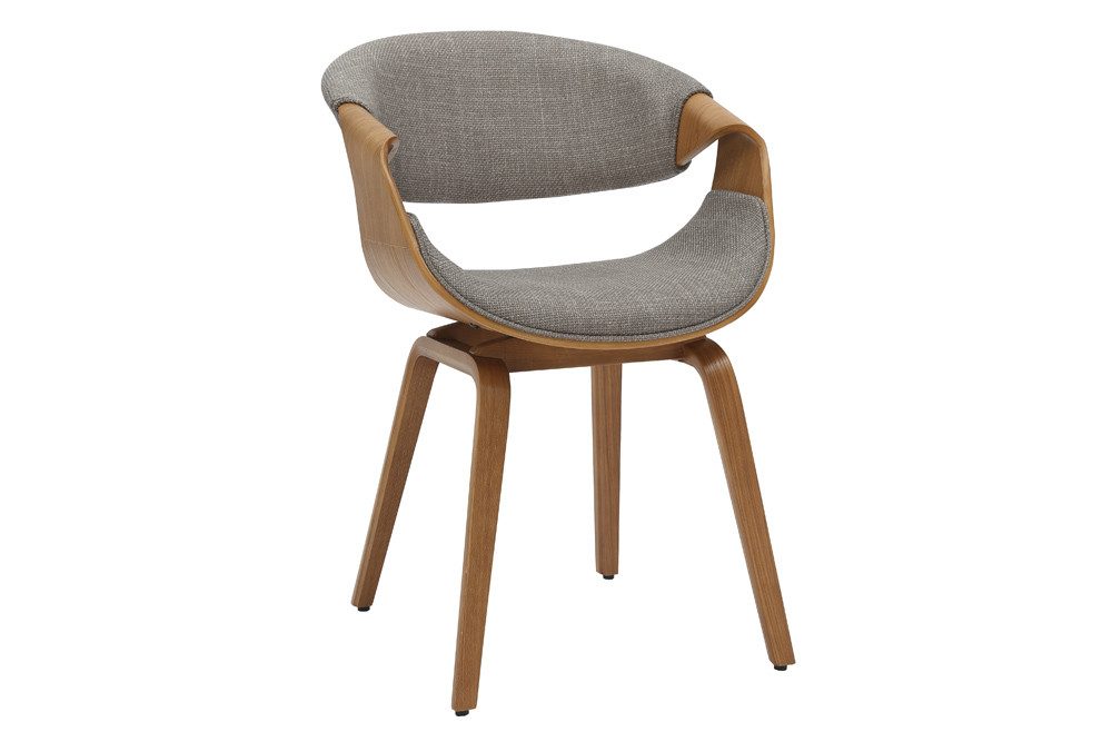 riess-ambiente Armlehnstuhl ORGANIC grau/natur - Strukturstoff, Eschenholz, mit Armlehnen (Einzelartikel, 1 St), mit Lehne & Retro-Design – ideal für Esszimmer, Büro oder Küche