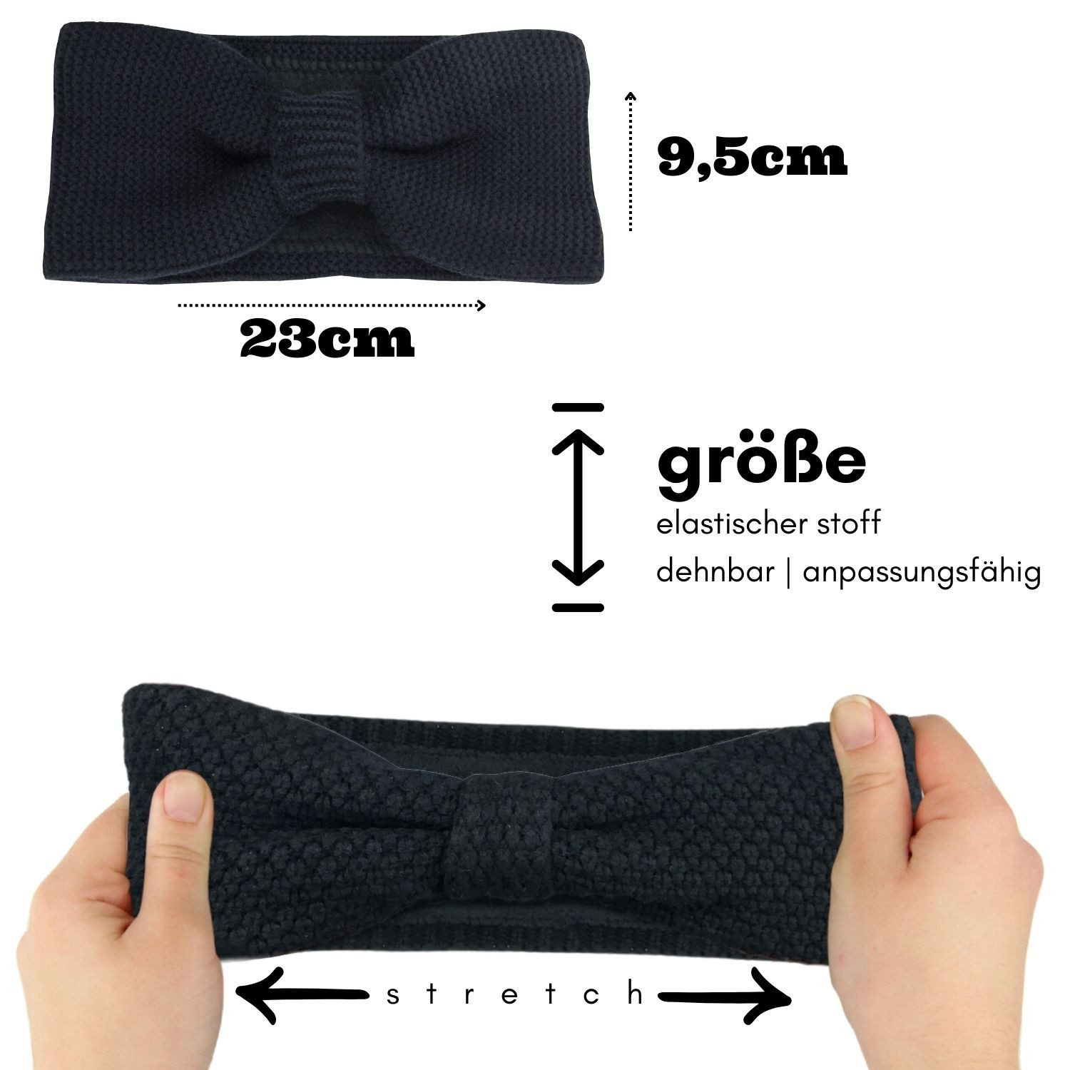 Frentree Stirnband Gefüttertes Haarband, Ohrenwärmer für Damen und Mädchen, Strickmuster mit Schleife und weichem Fleece Innenfutter
