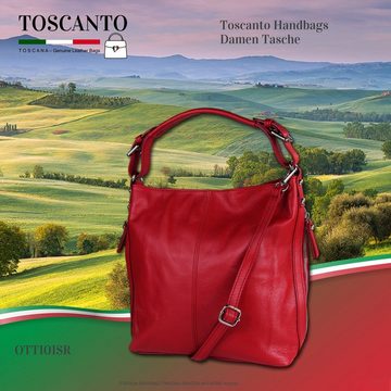 Toscanto Beuteltasche Toscanto Damen Shopper Leder (Beuteltasche), Damen Beuteltasche, Shopper Leder, rot, Größe ca. 35cm
