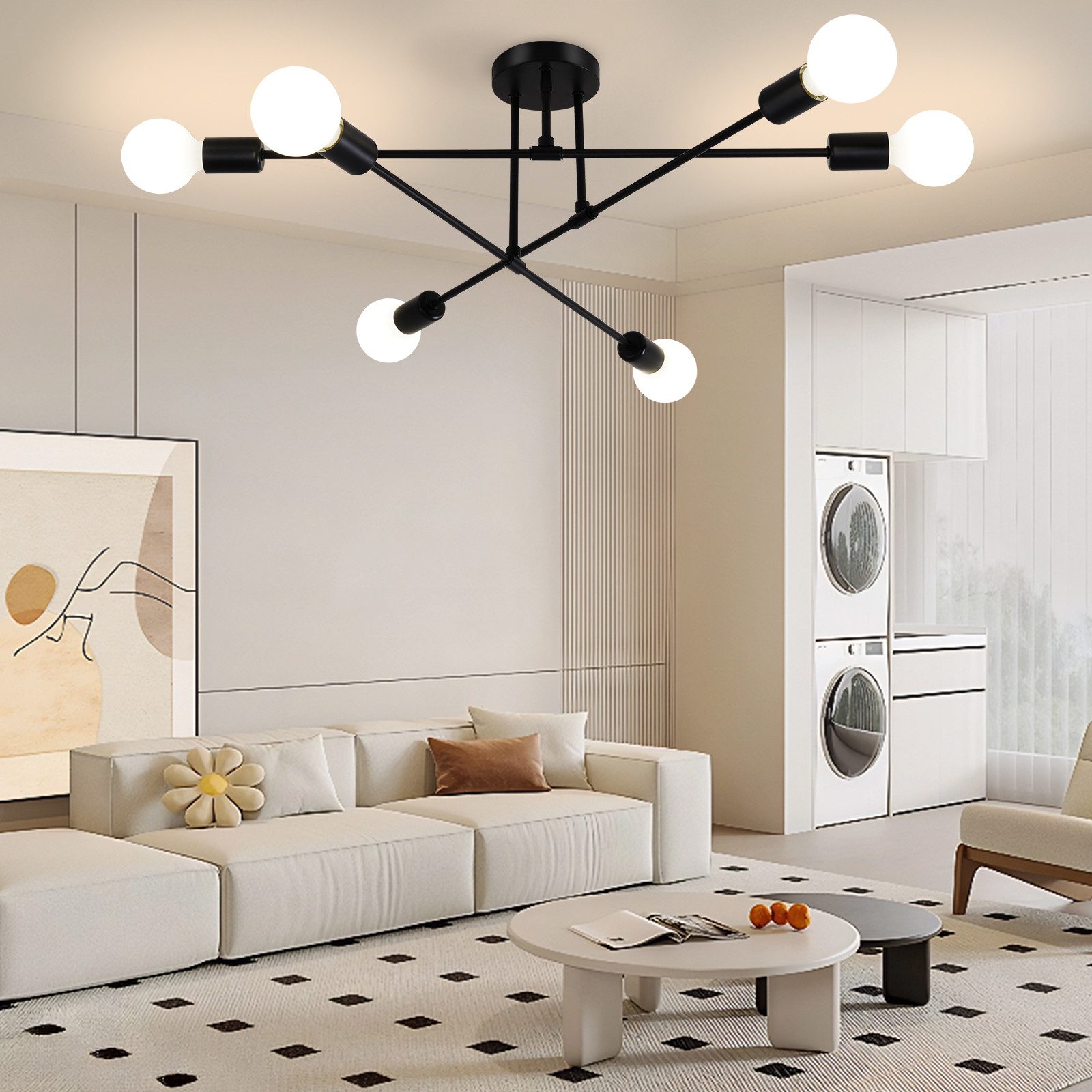 POPOLIC Kronleuchter Sputnik Deckenleuchte,6 Flammig Vintage günstig online kaufen
