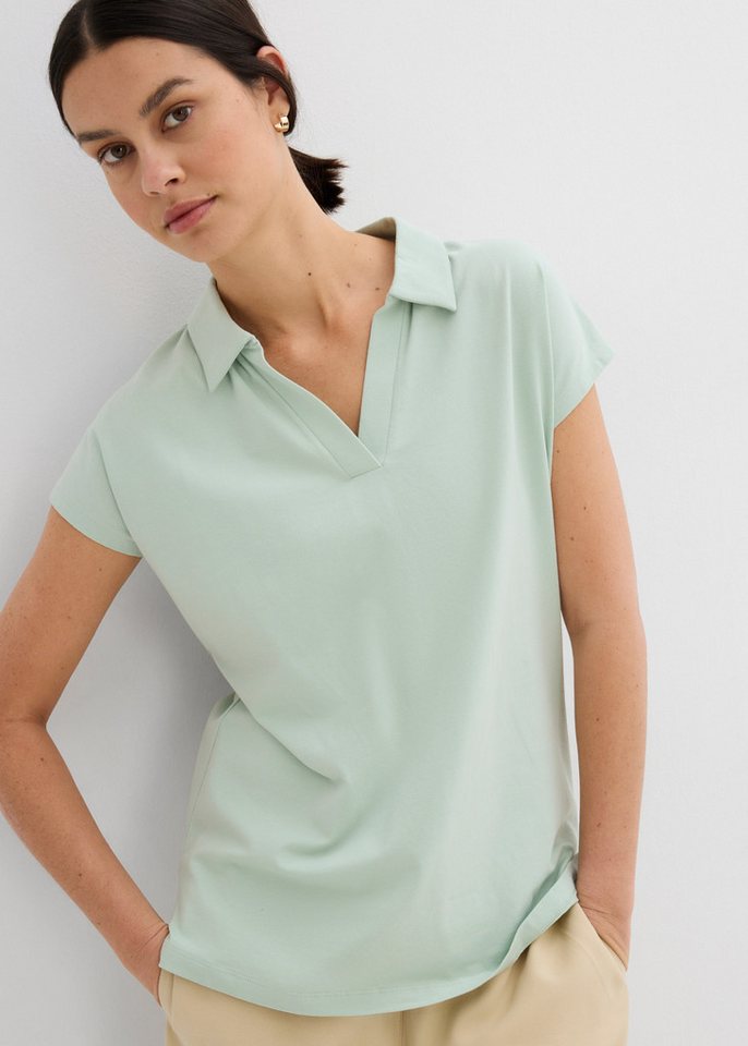 bonprix T-Shirt Regular Fit Passform, Kurzarm, offener Polokragen