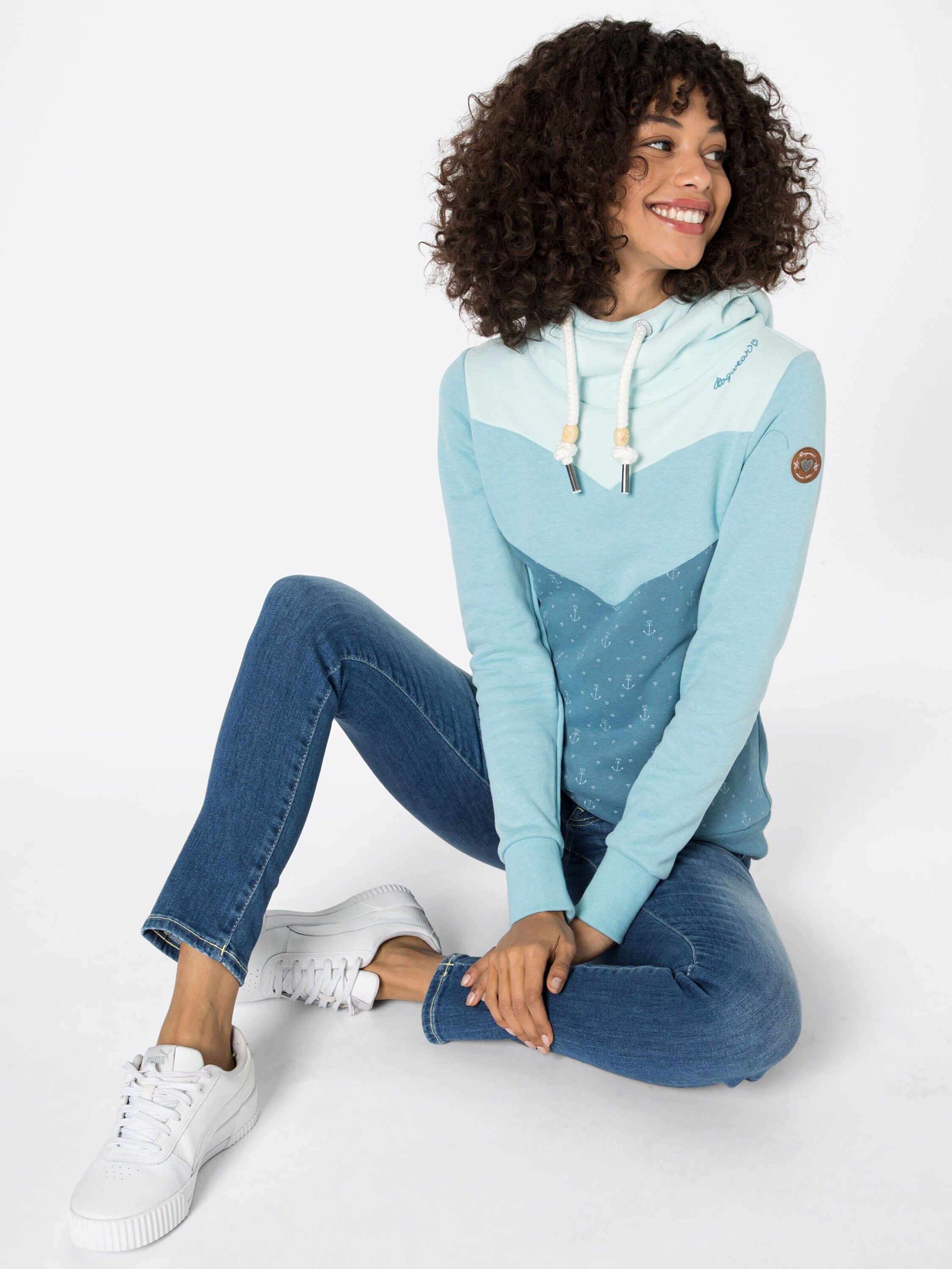 (1-tlg) Patches Sweatshirt TREGA Plain/ohne Ragwear LIGHT Details, AQUA