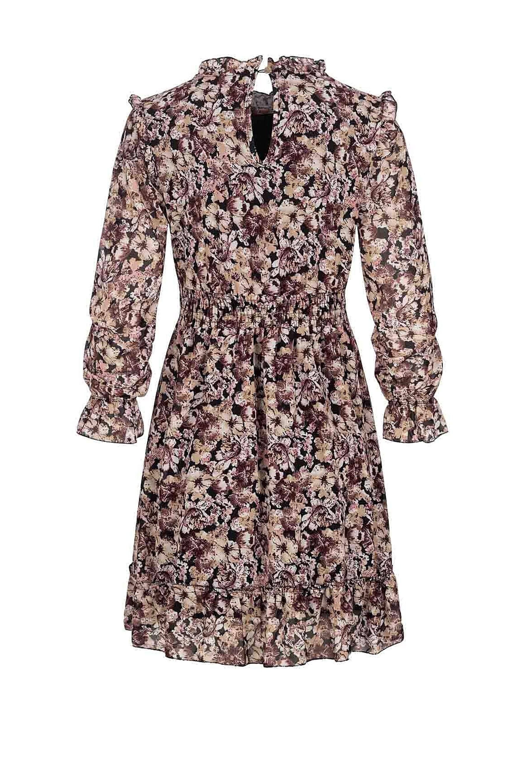 CLOUD 5IVE Shirtkleid CLOUD 5IVE Chiffon Kleid mit Stehkragen Rüschen & Blu günstig online kaufen