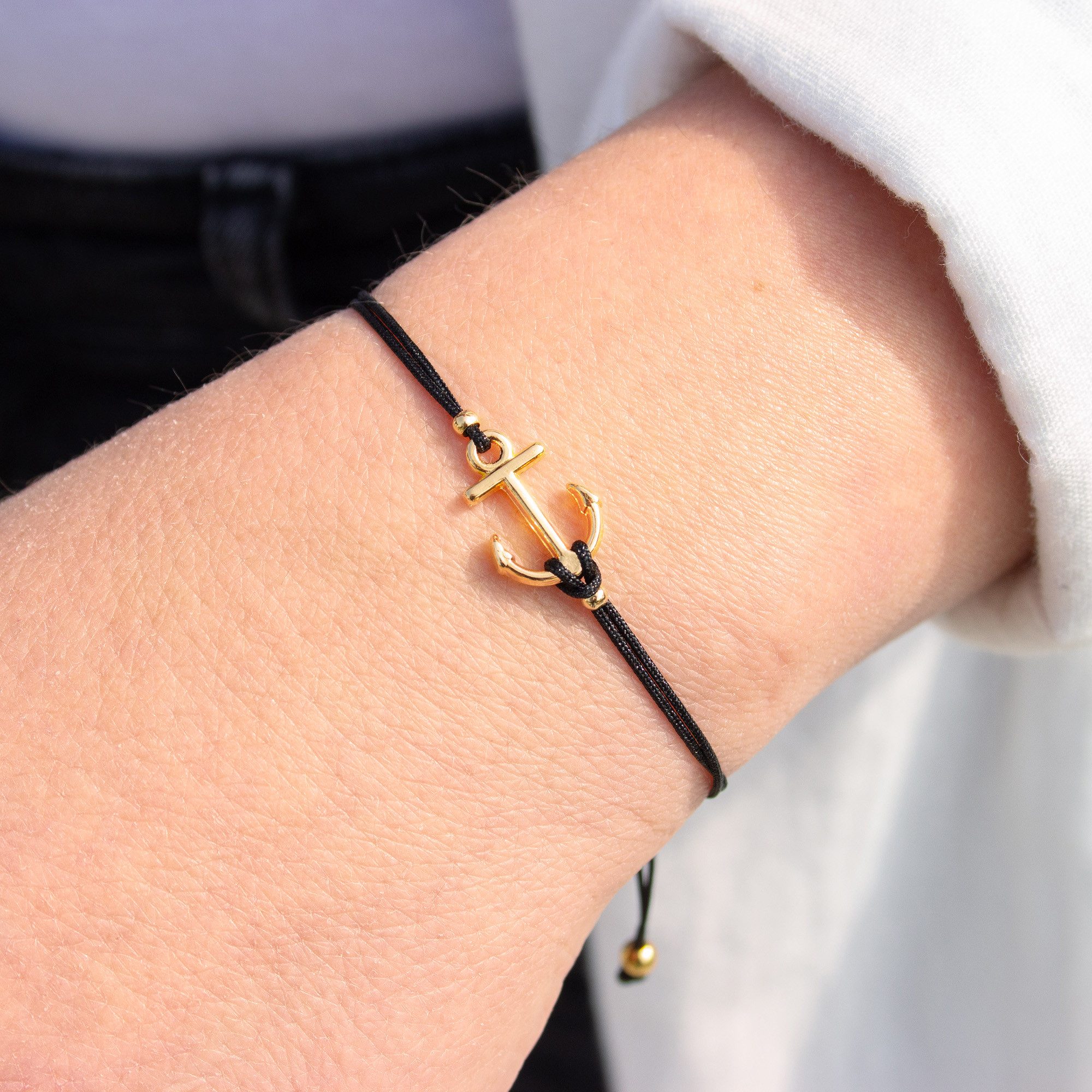 Bow & Hummingbird Armband Set Armband auf Karte - Anker - Du bist mein Anker, 24 Karat vergoldeter Anhänger