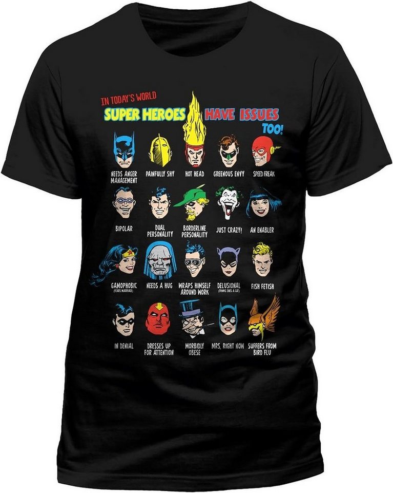 Justice League Print-Shirt Justice XL League XXL S Superhero L T-Shirt Issues M Schwarz