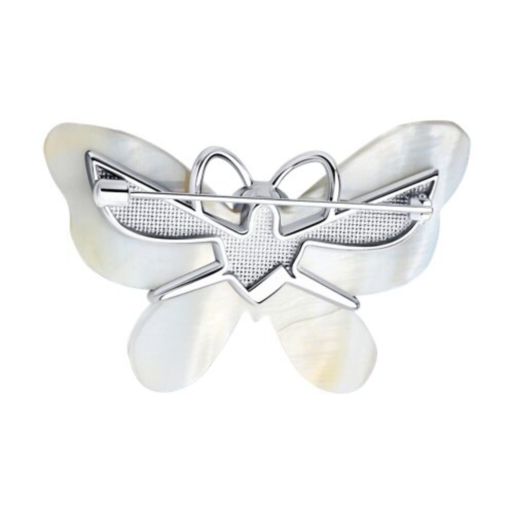 Secretforyou Anstecknadel Brosche Anstecknadel 925 Silber Perlmutt Schmetterling, 925 Sterling Silber
