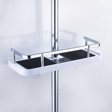 SOTOR Duschregal Duschregal ohne Bohren Badregal Eckregal Duschablage Dusche mit Haken, Geeignet für Brausestangen mit einem Durchmesser von 22-24mm.