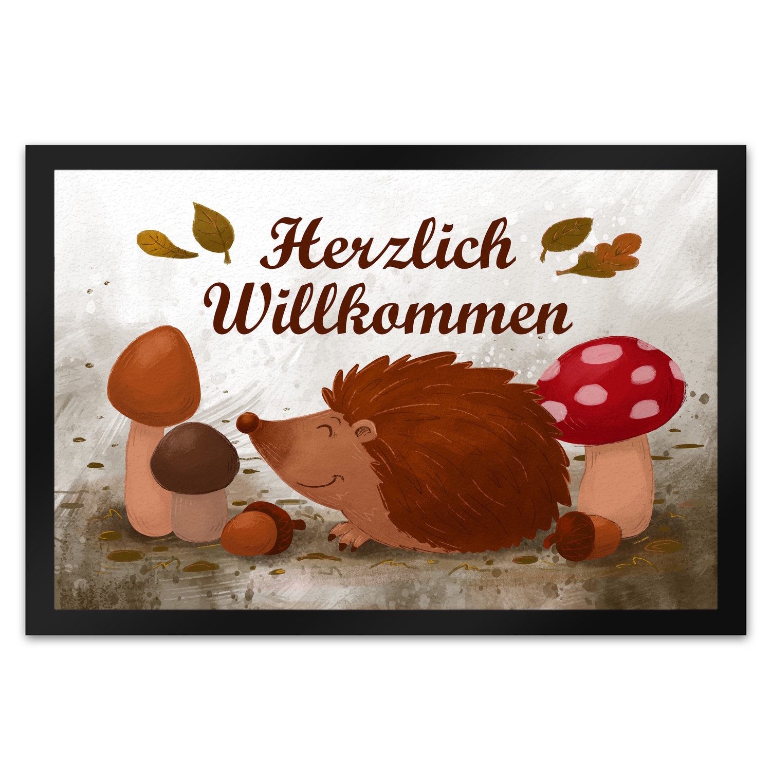 speecheese Fußmatte Herzlich Willkommen Fußmatte XL in 40x60 cm mit niedlichem Igel