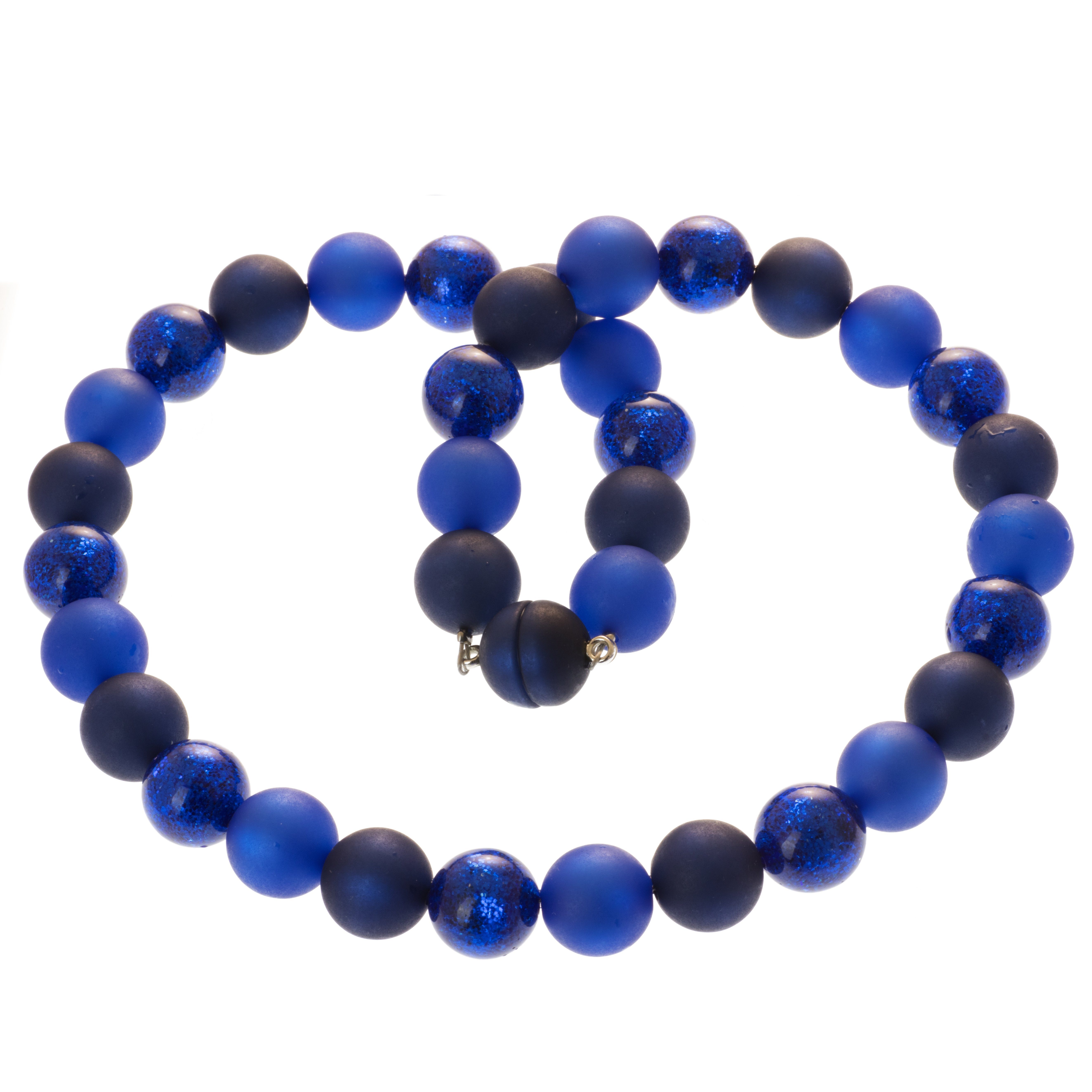 Perlenkette Polaris Perlen Kette mit Glitzer Effekt 14 mm blau