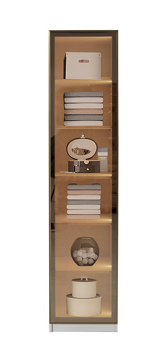 Xlmoebel Kleiderschrank Vitrine Schrank Modern Beige Glas Design Luxus Beleuchtung Regal (1-St., 1-tlg)
