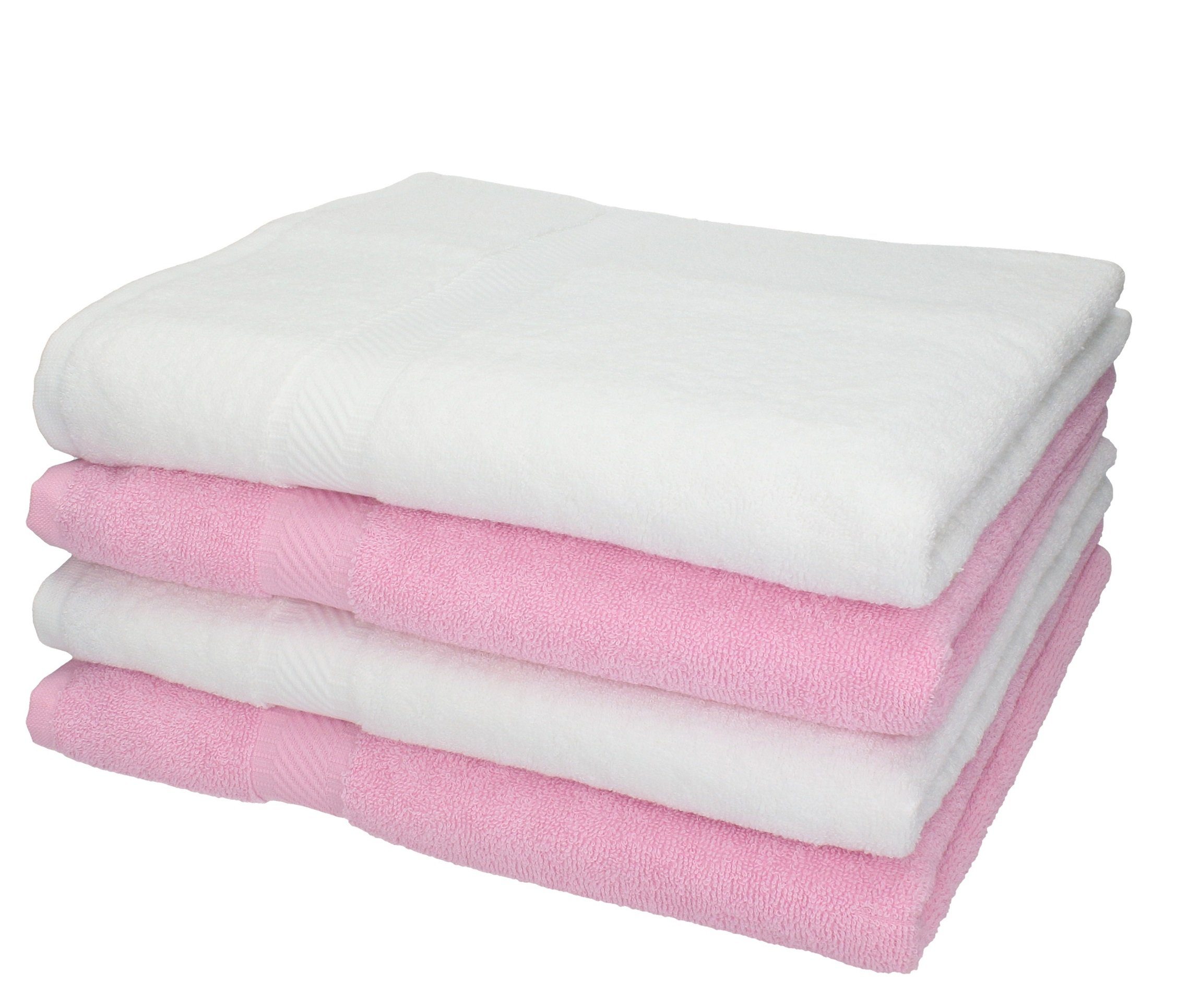 Betz Duschtücher 4 Stück Duschtücher Palermo 100% Baumwolle Duschtuch-Set Farbe weiß und rosé, 100% Baumwolle