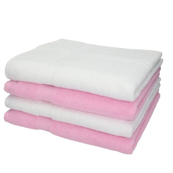Betz Duschtücher 4 Stück Duschtücher Palermo 100% Baumwolle Duschtuch-Set Farbe weiß und rosé 100% Baumwolle