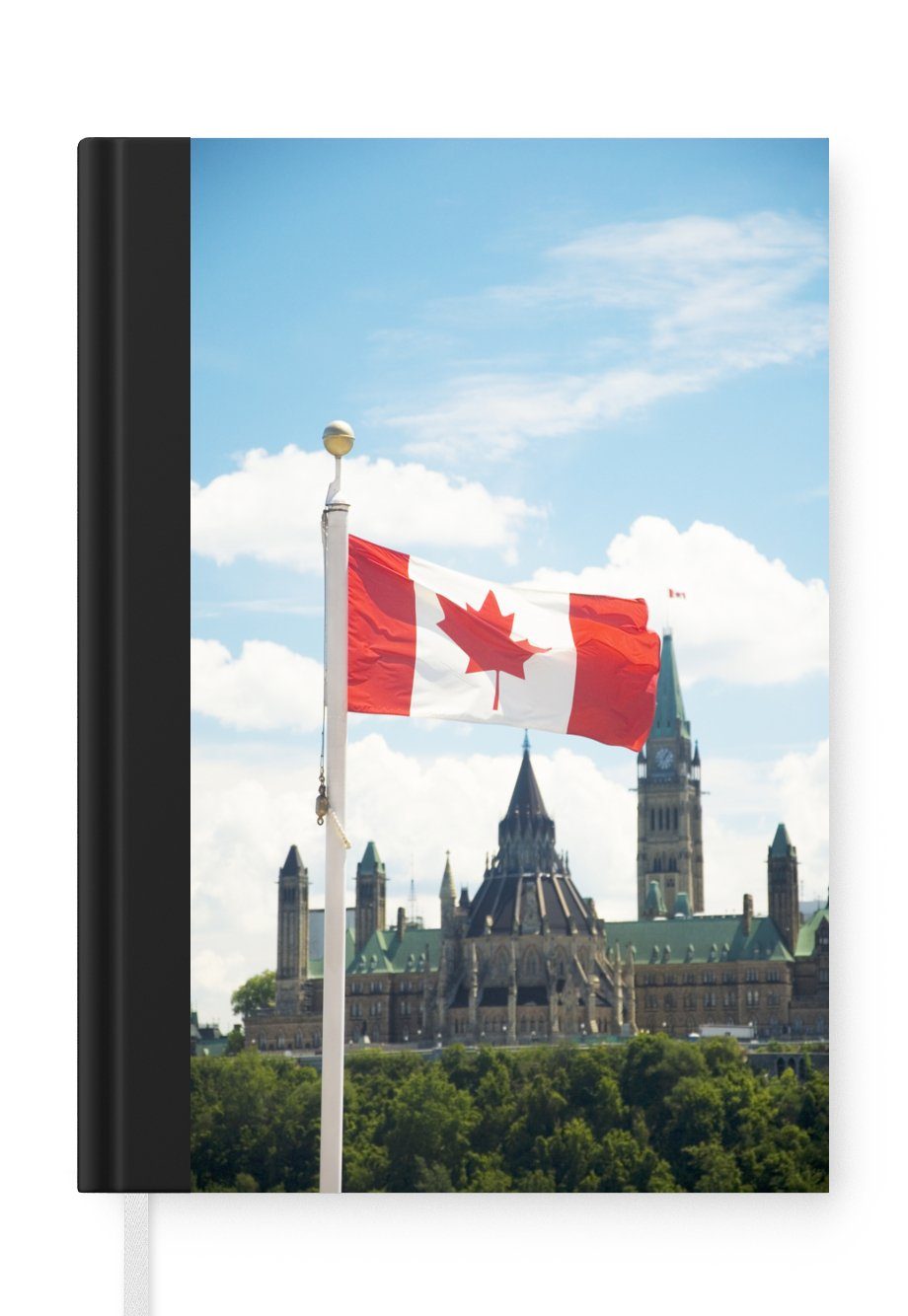MuchoWow Notizbuch Kanadische Flagge und Parlament, Journal, Merkzettel, Tagebuch, Notizheft, A5, 98 Seiten, Haushaltsbuch