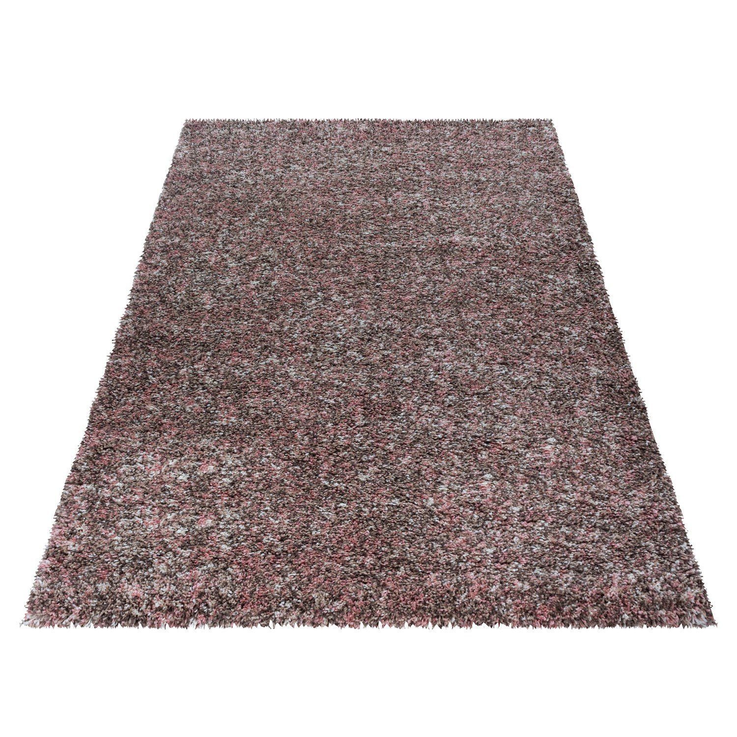 Hochflor-Teppich meliert Langflorteppich Wohnzimmer Hochflorteppich mm Rosa Höhe: 30 Miovani, weich