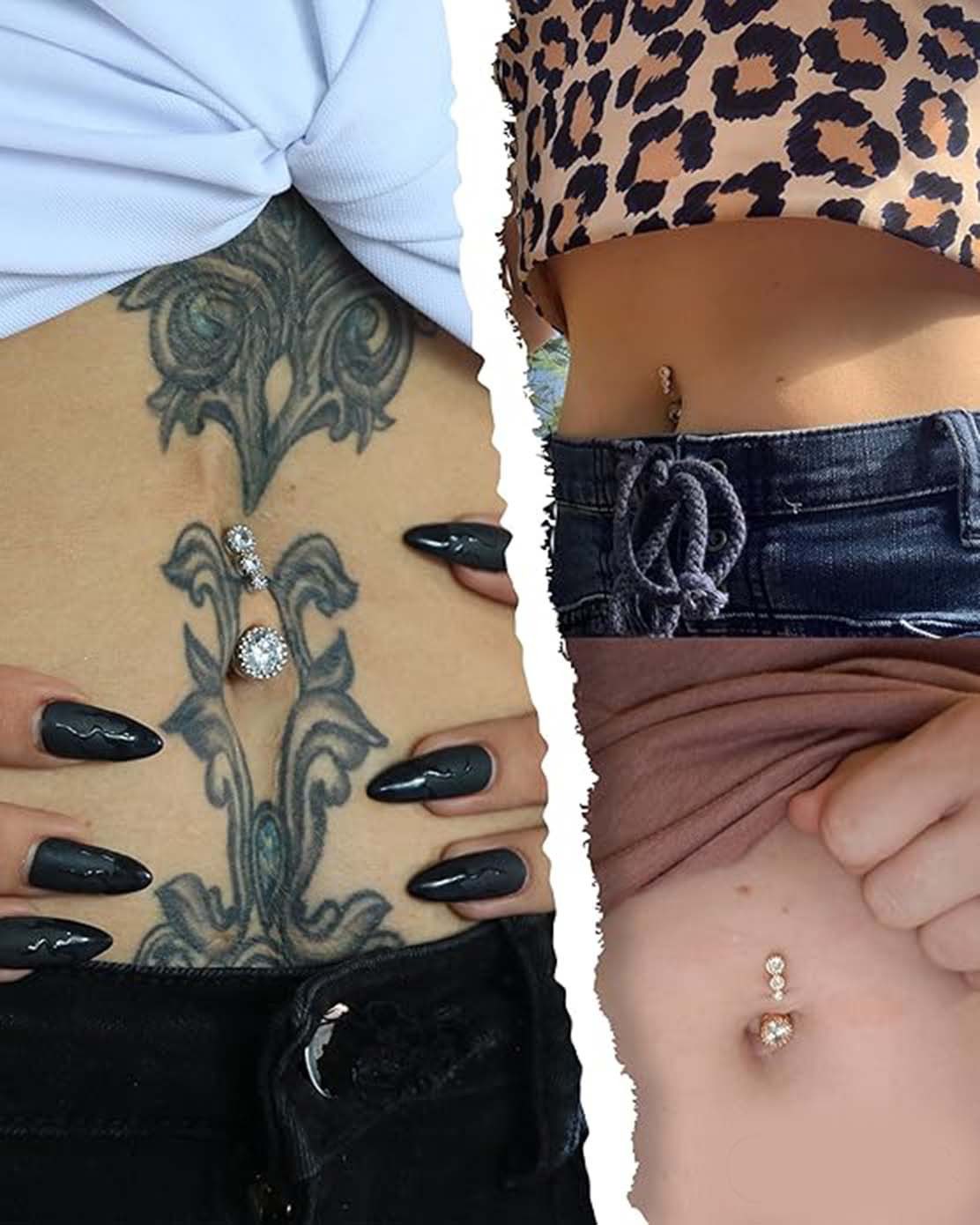 Jumpeak Bauchnabelpiercing Damen-Bauchnabelring, 585 Gold,Diamond,Bauchnabelpiercing Gold, 0.8ct,D VS1,Labordiamant,Geschenk Ideen für Frau,Geschenk Schwester