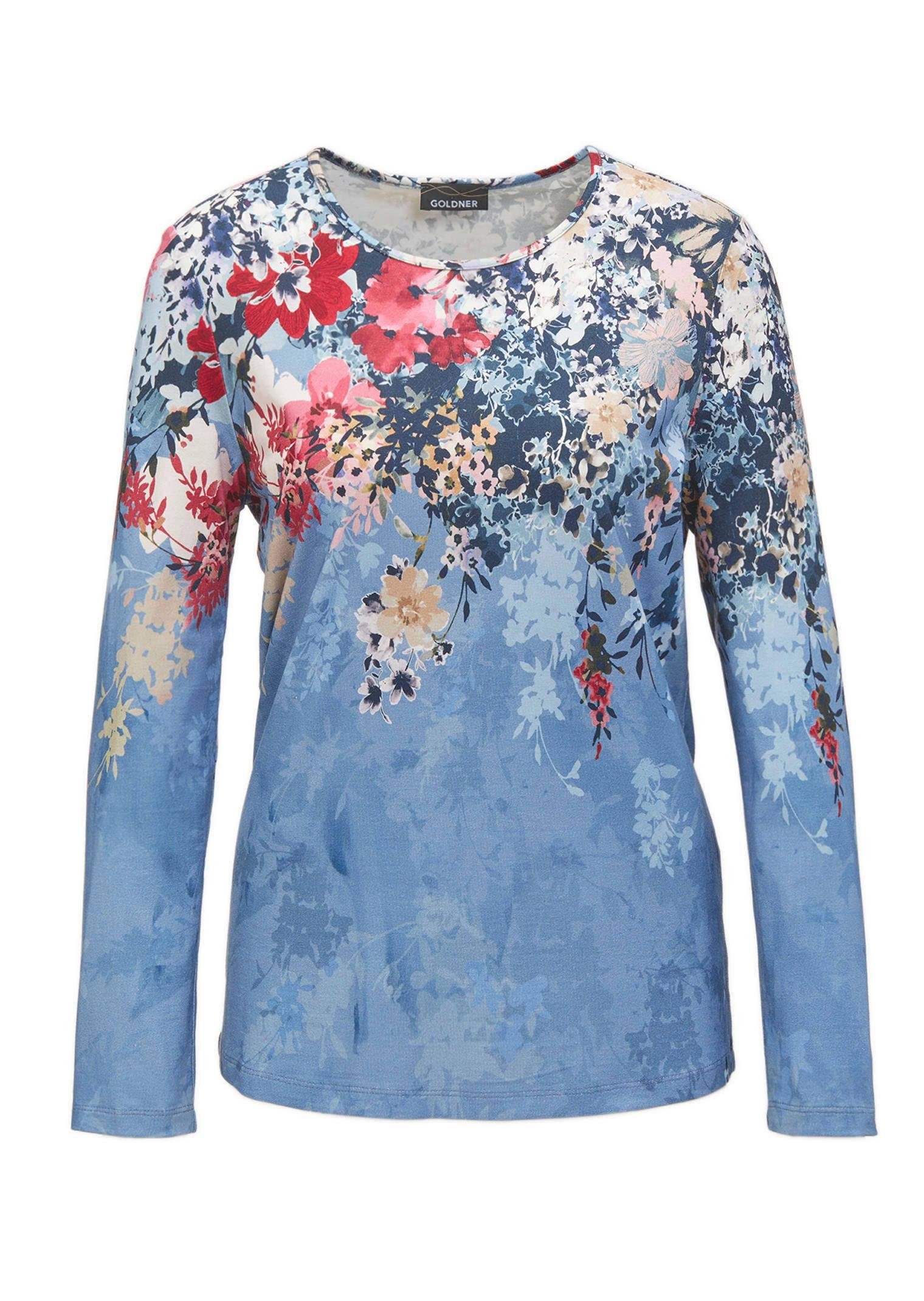 Print-Shirt Druckshirt mit floralem Muster