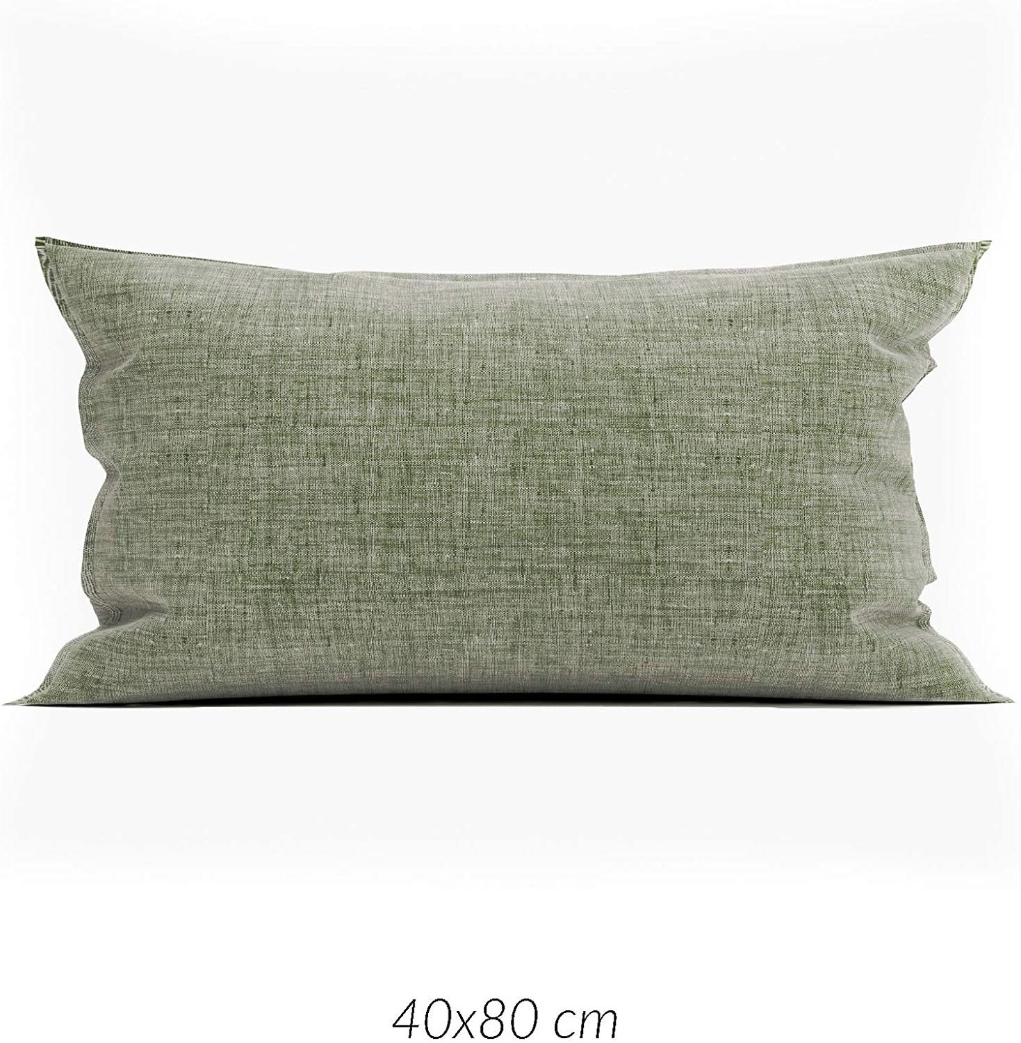 Heckett and Lane Kissenbezüge 2 Stück Zo! Home Cotton Kissenbezüge 40x80 Lino Army green moosgrün, (2 Stück)