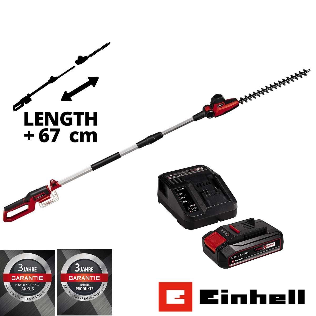 Einhell Akku-Heckenschere Teleskop-Heckenschere GC-HH 18/45 Li T mit Akku und Ladegerät