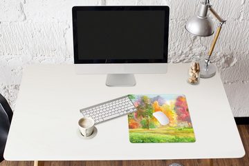 MuchoWow Gaming Mauspad Eine bunte Illustration von Bäumen (1-St), Mousepad mit Rutschfester Unterseite, Gaming, 40x40 cm, XXL, Großes