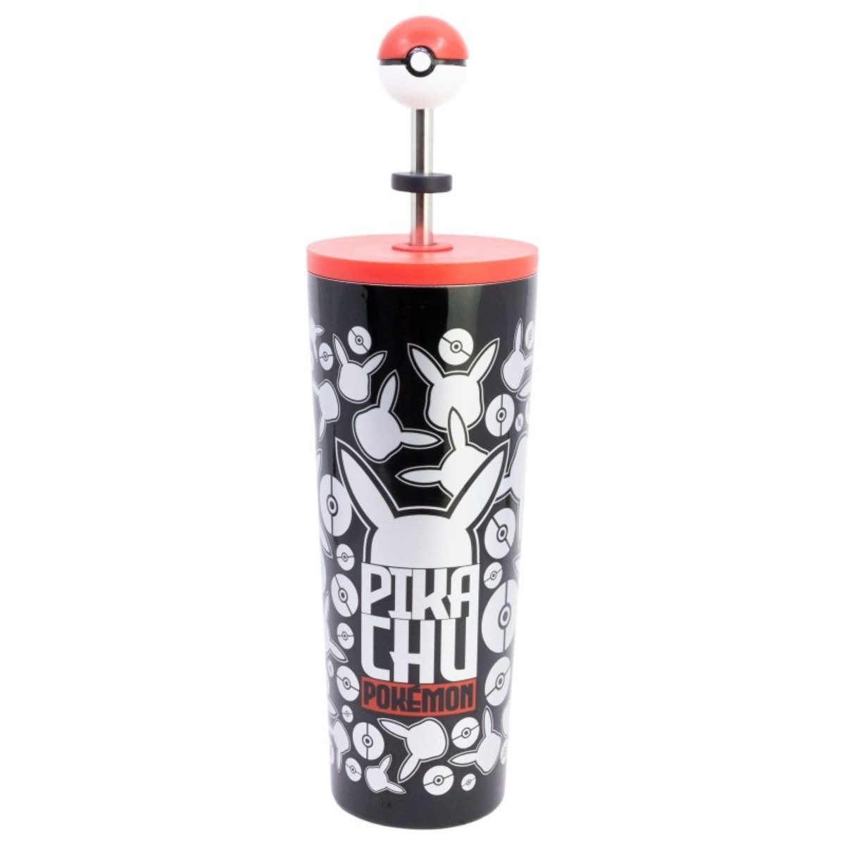 POKEMON JUEGO DE CARTAS Thermobecher Edelstahl 770 ml mit Trinkhalm und Deckel, Edelstahl