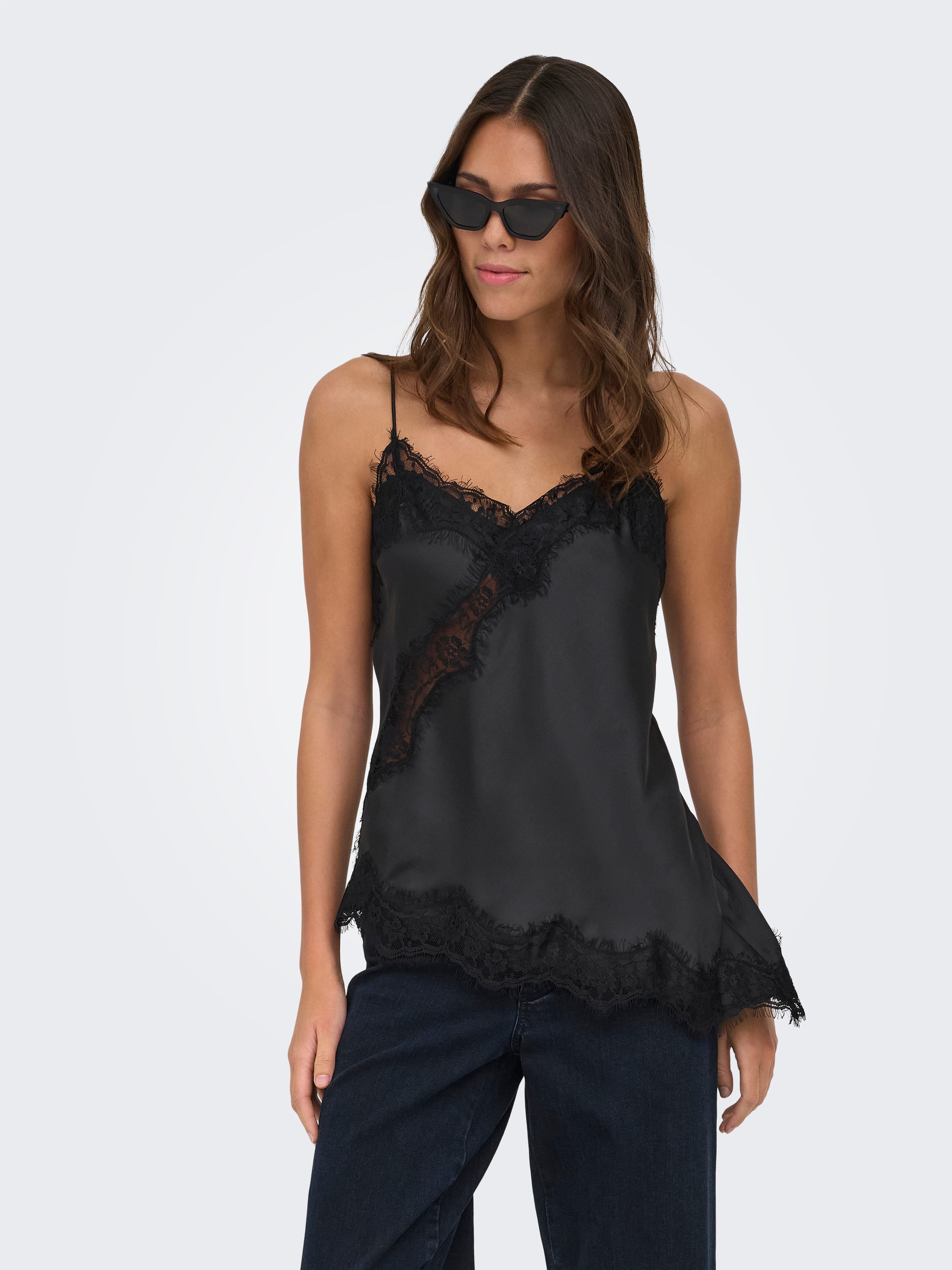 JDY Trägertop JDYFIFI S/L ASYM LACE SINGLET WVN NOOS Polyester, regular fit