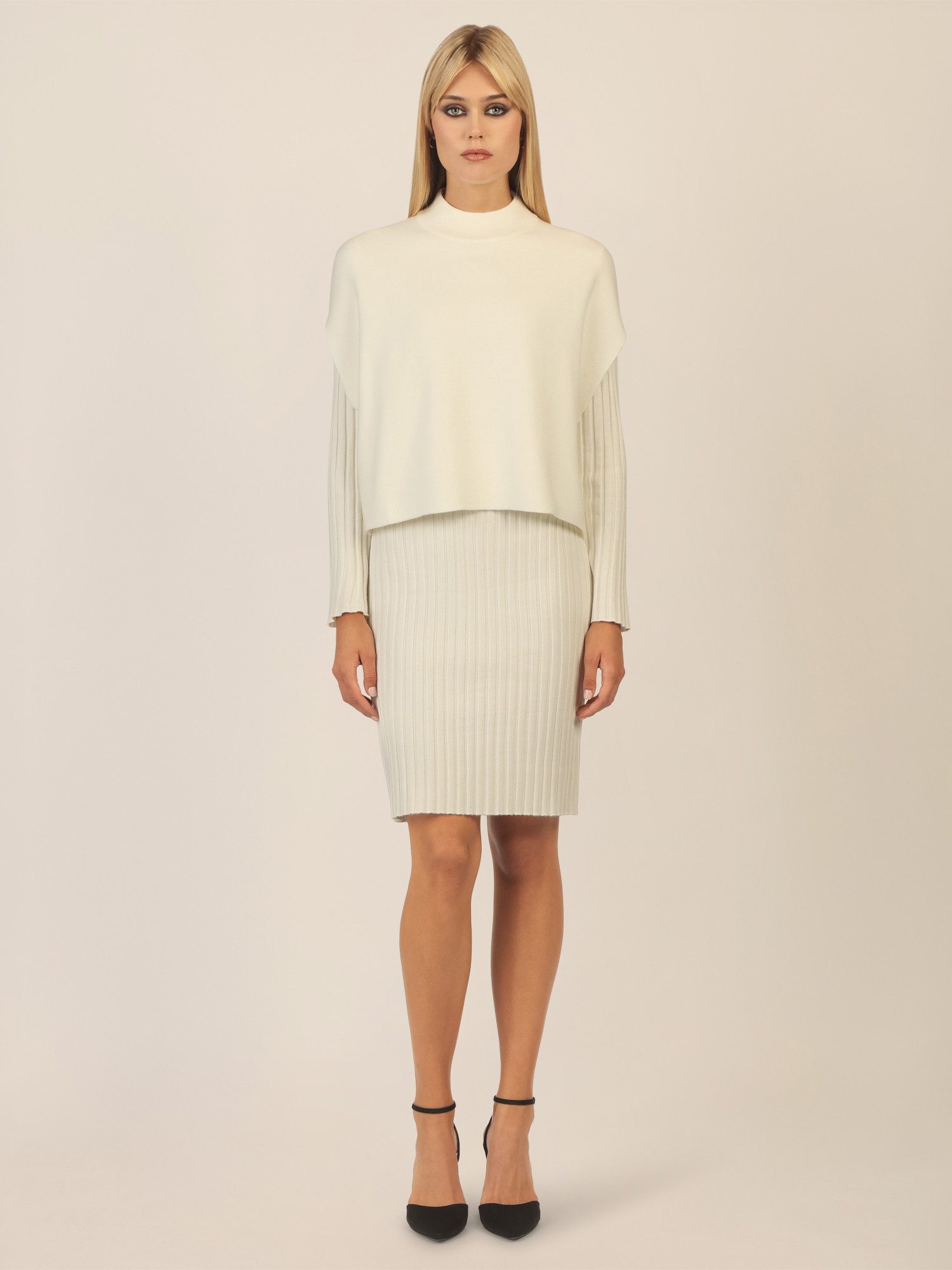 Apart Strickkleid aus Rippenstrickkleid und ärmellosem Pullunder günstig online kaufen