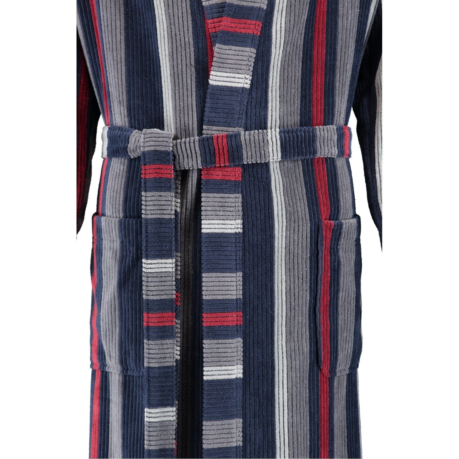 Baumwolle, Kimono Kimono, 1837 extraleicht 100% Streifen Velours, Herrenbademantel Cawö